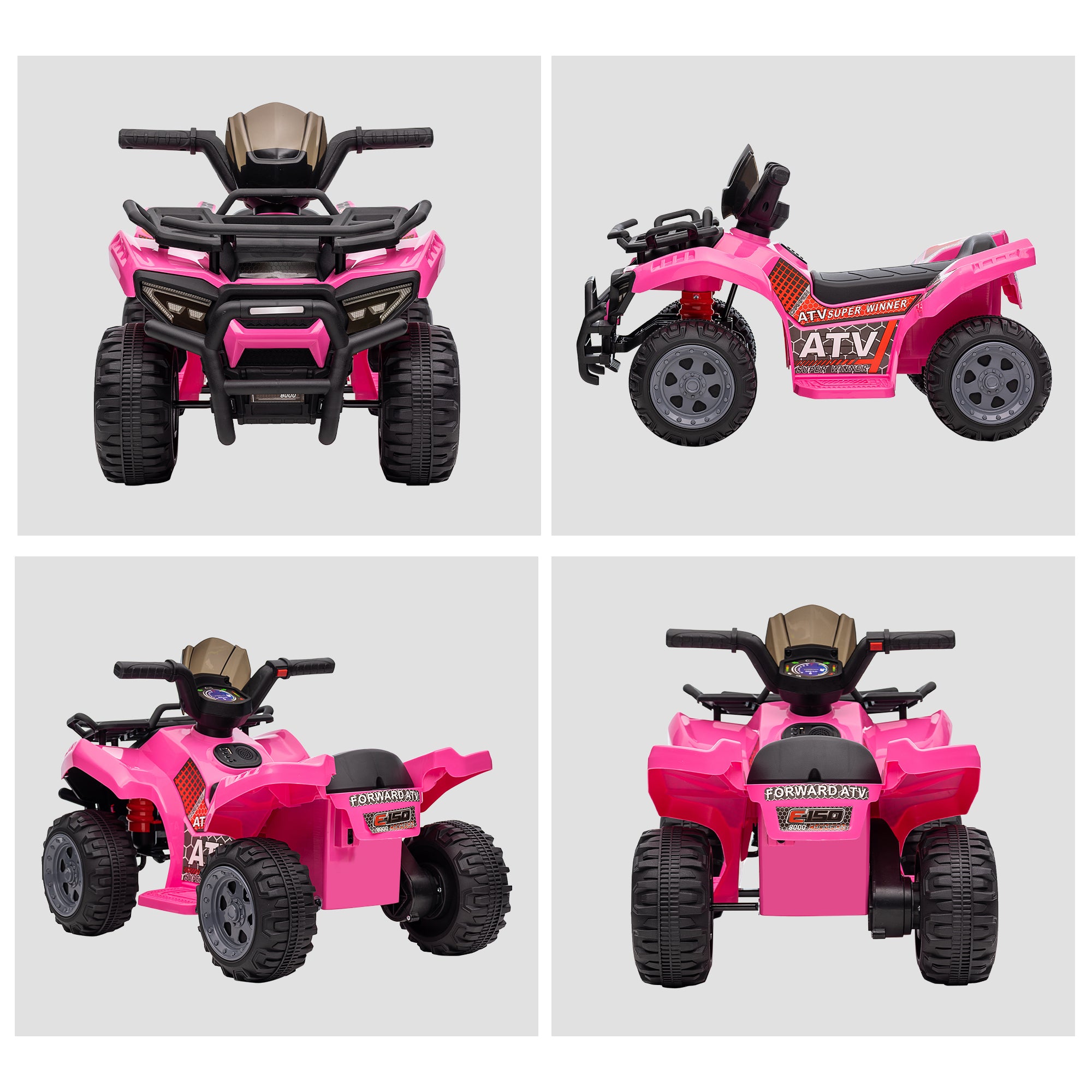 Kids Four Wheeler Ride on Car, Motorized Quad, 6V Battery Powered Electric Quad with Songs for 18-36 Months, Pink