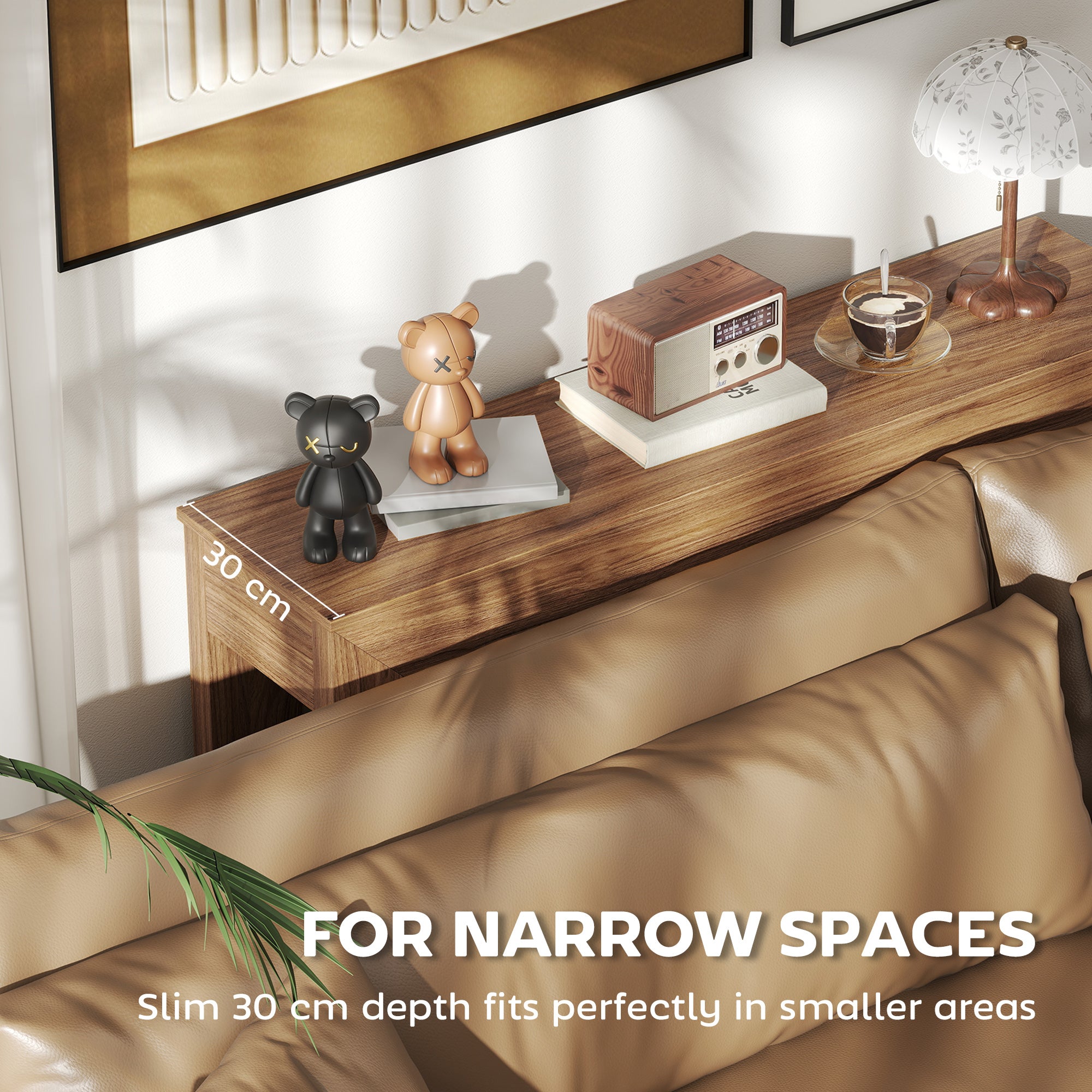 Modern Console Table, 47" Narrow Entryway Table, Walnut