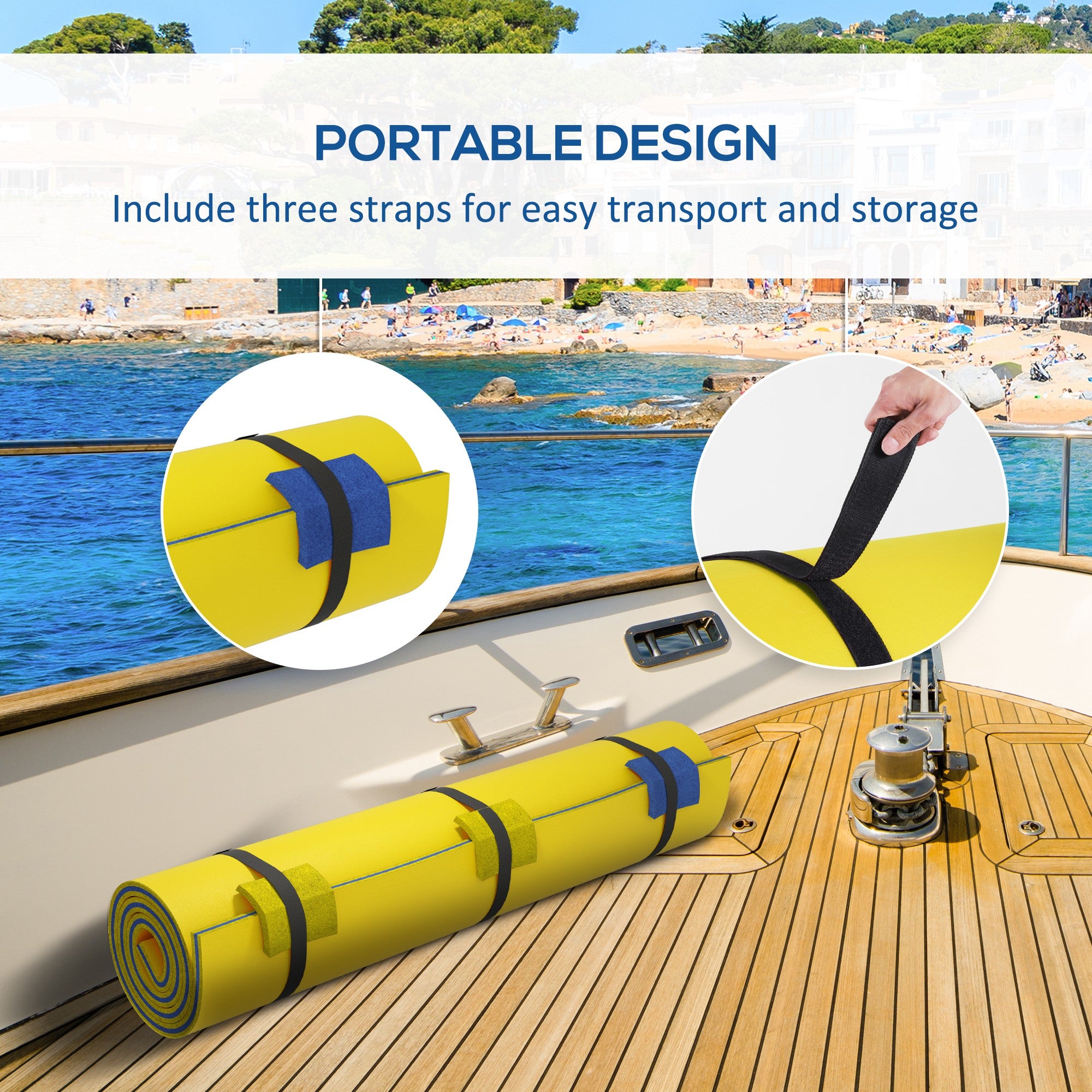 9' x 6' Lily Pad Water Mat for 2 Adults, Floating Water Pad for Lake, Pool, Ocean, Beach, and Boating, Yellow