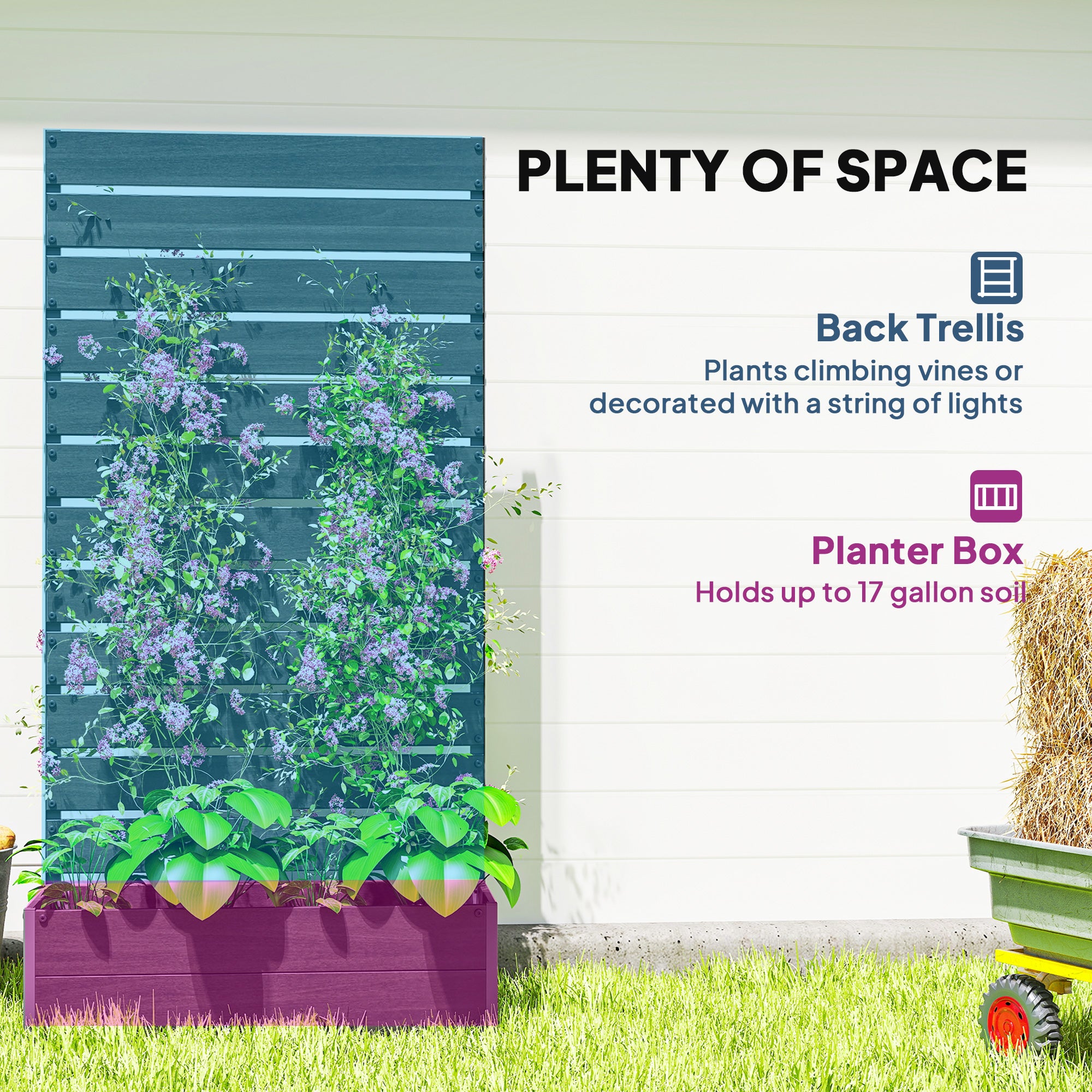 Trellis Planter for Climbing Plants, Raised Garden Bed with Trellis, Planter Box for Outdoor Garden, Black - Black - Image 4