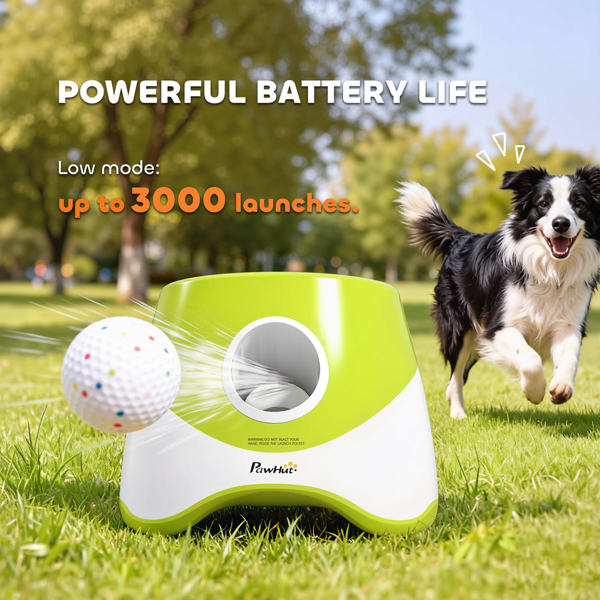 Automatic Dog Ball Launcher, Dog Ball Thrower with 5 2.3" ETPU Balls, 3 Distance Settings (20/33/46 ft) for Small Medium Pets, Green