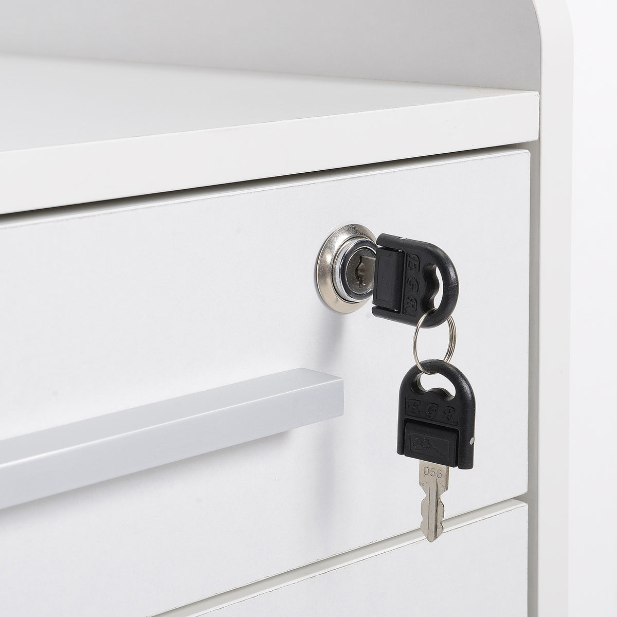 Lockable Filing Cabinet on Wheels, 3 Drawer Mobile File Cabinet with Lock and Edged Top, White