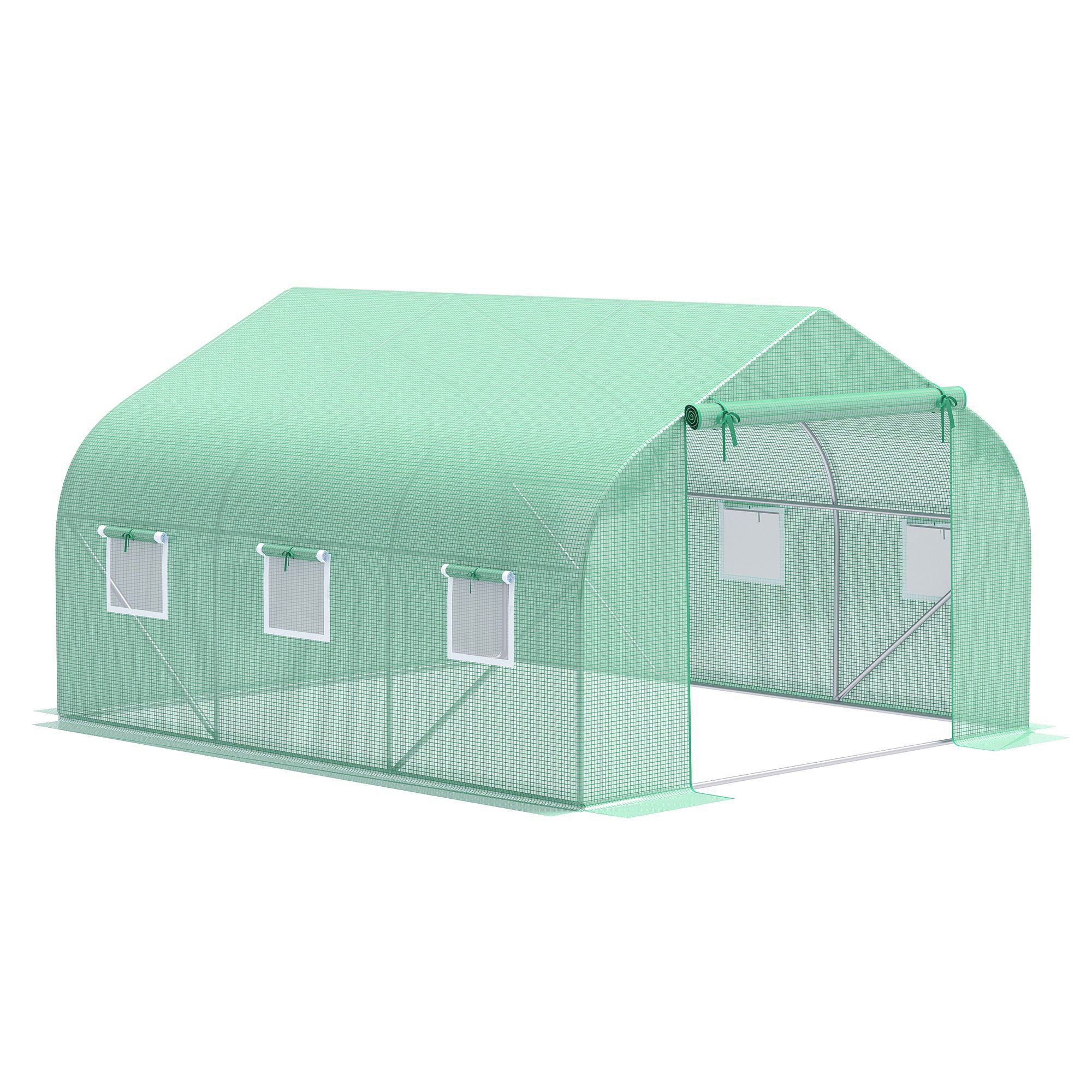 11.5' x 10' x 6.5' Outdoor Portable Walk-In Tunnel Greenhouse with Windows-Deep Green - Green