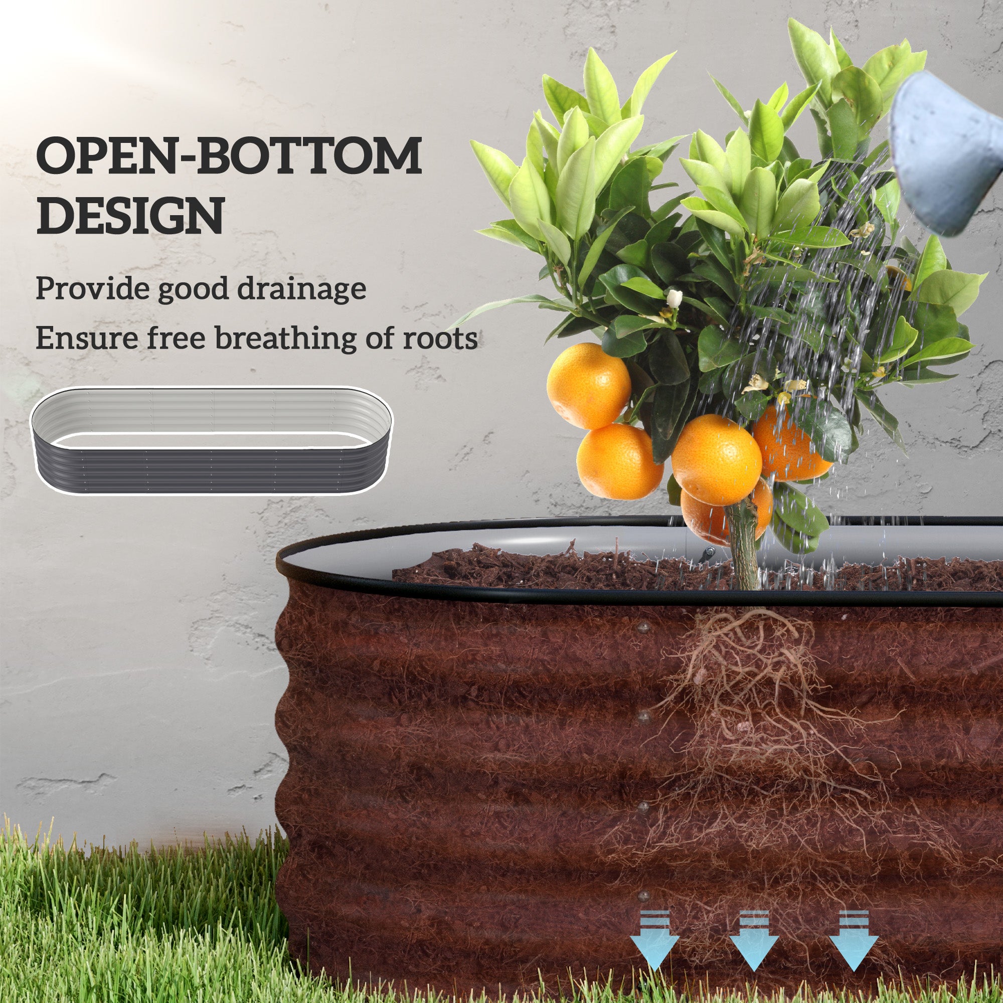7.9' x 2' x 1.4' Galvanized Raised Garden Bed Kit, Metal Planter Box with Safety Edging, Dark Gray - Dark Gray - Image 5