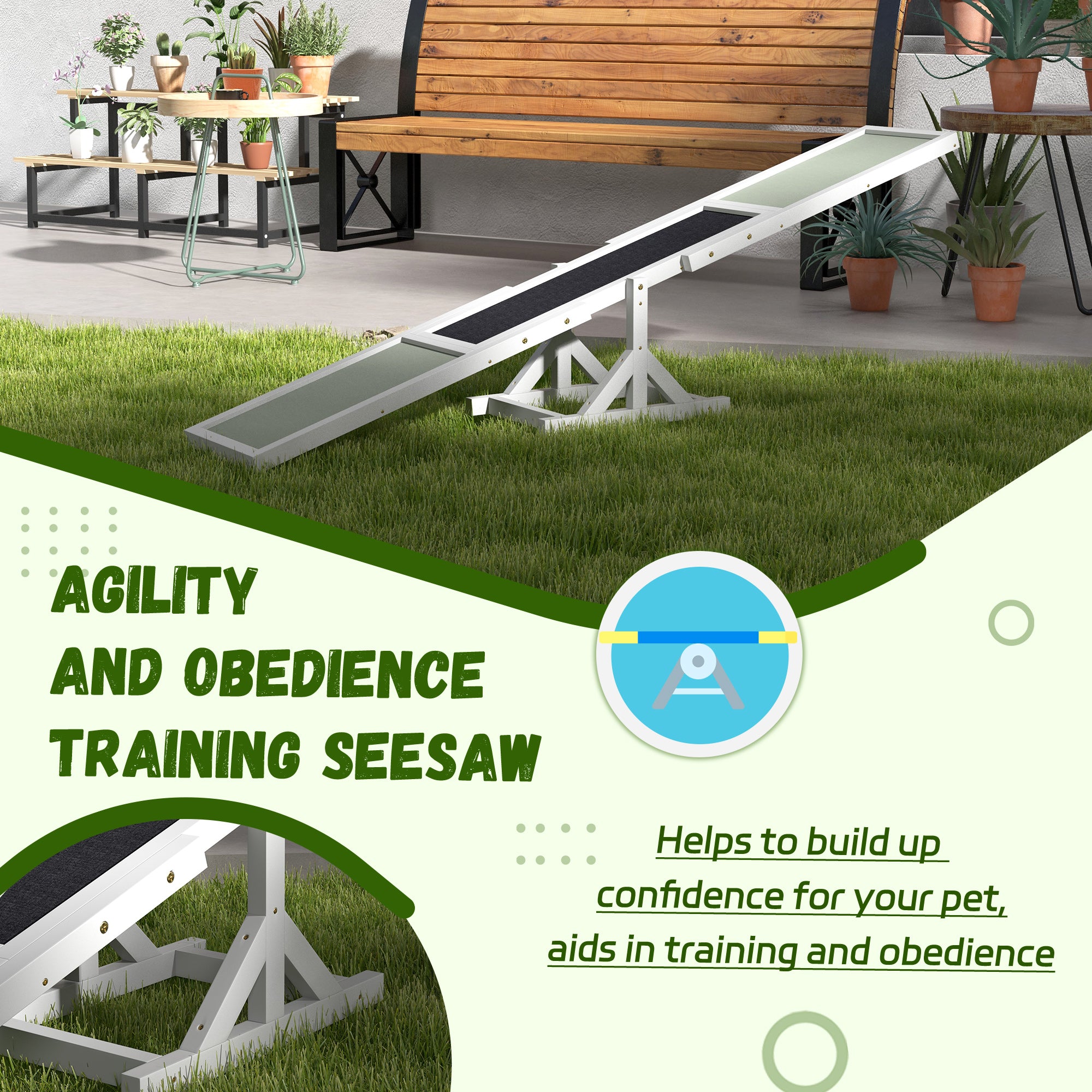 Wooden Dog Agility Seesaw for Training and Exercise, White - White - Image 7