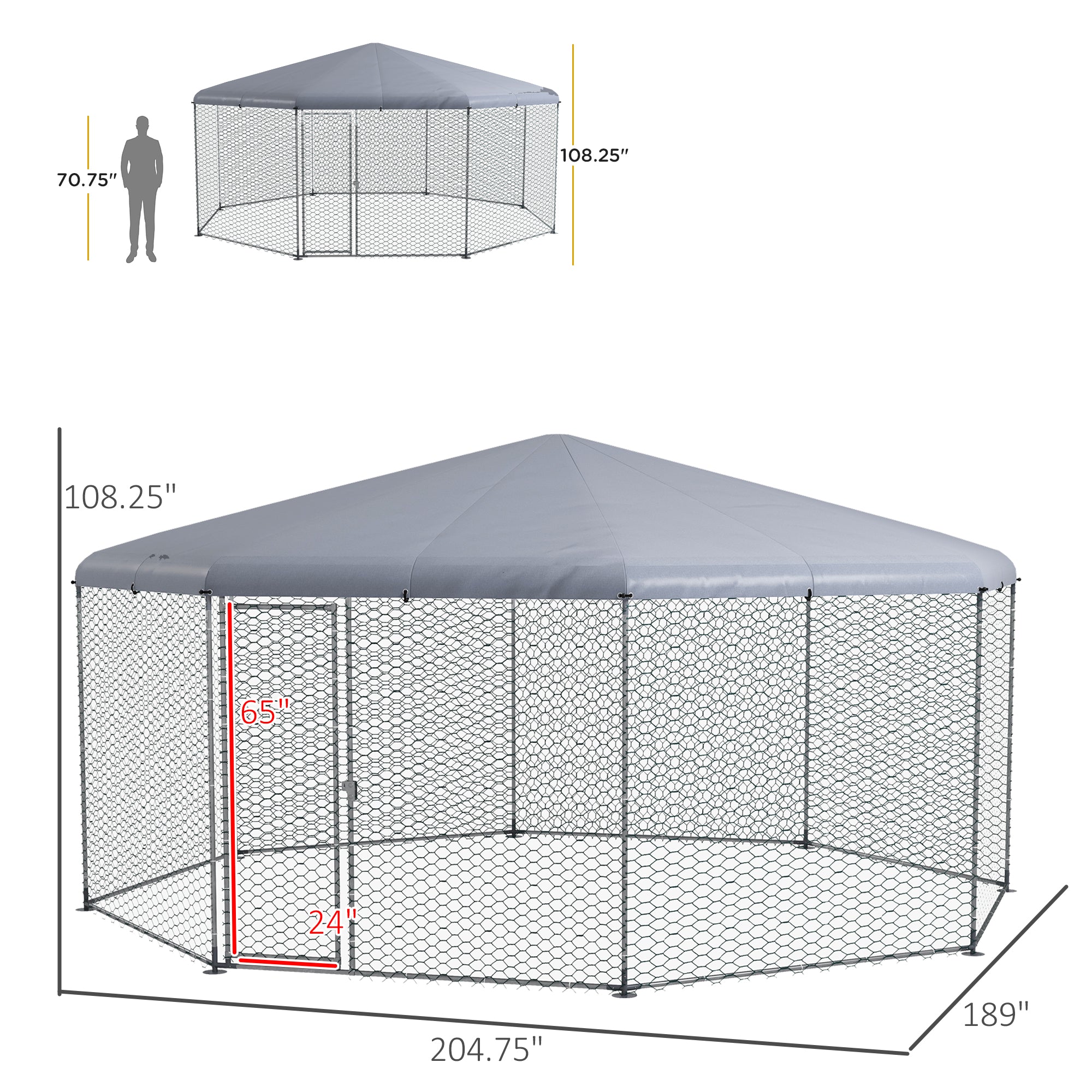 17.1 ft x 15.7 ft Chicken Run for 19-25 Chickens with Cover - Silver - Image 3