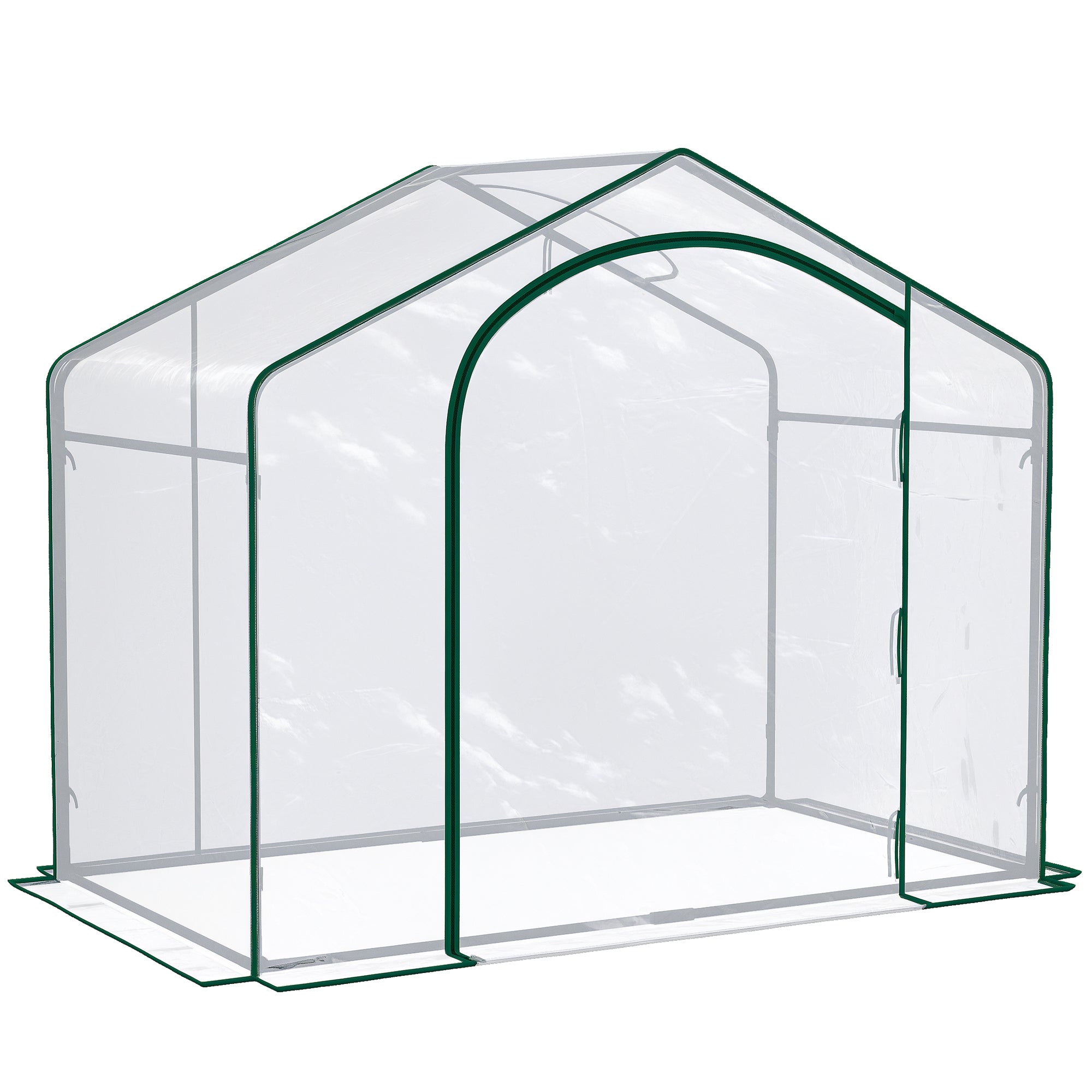 6' x 3' x 5' Portable Walk-in Greenhouse, Plastic Cover, Steel Frame Garden Hot House, Zipper Door, Top Vent for Flowers, Vegetables, Saplings, Tropical Plants, Clear - Clear
