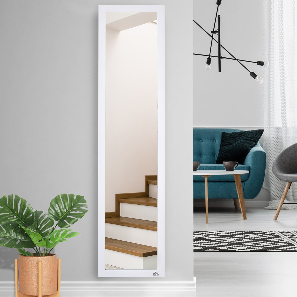 Full Length Glass Mirror, Freestanding or Wall Mounted Dress Mirror for Bedroom, Living Room, Bathroom, White