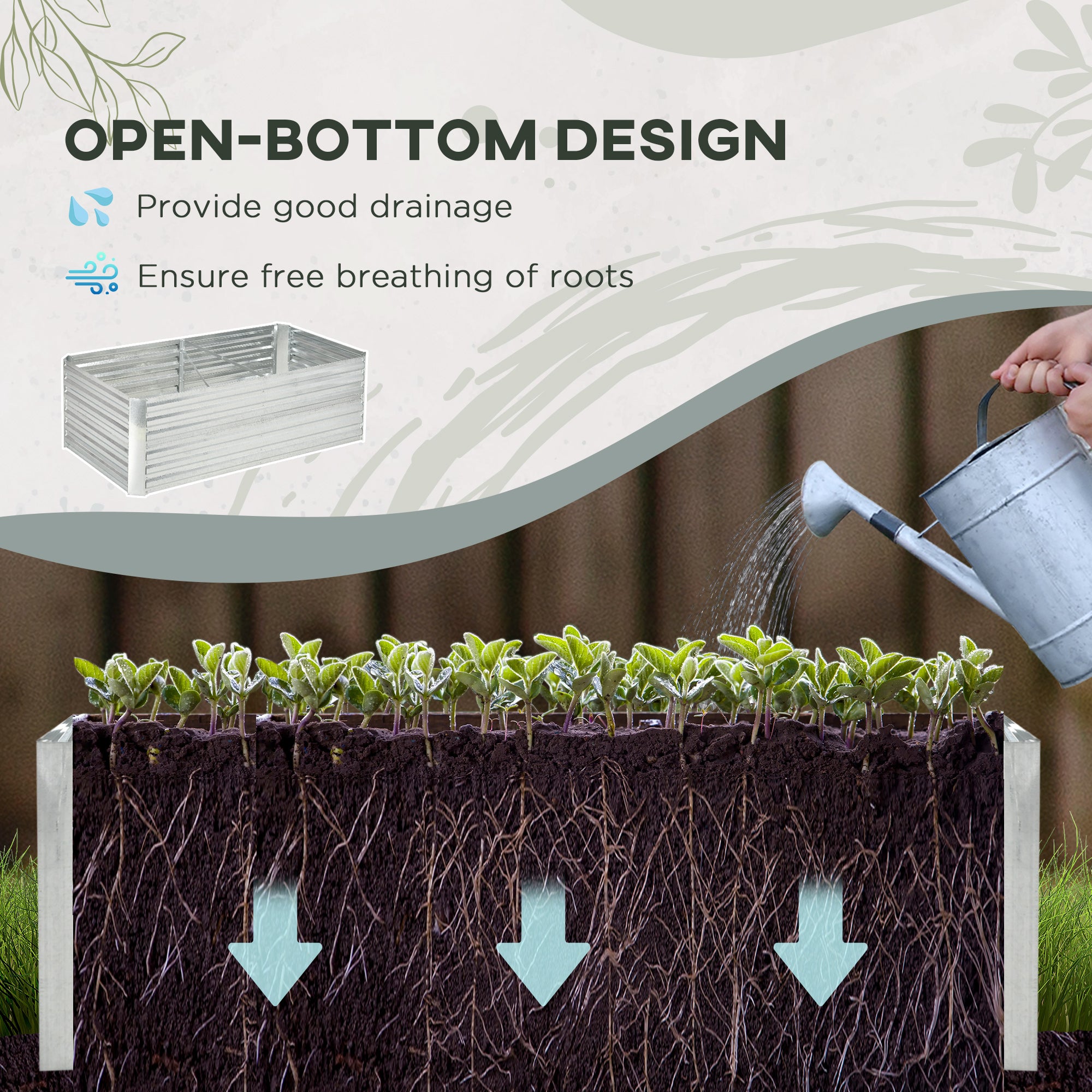 Galvanized Raised Garden Bed, Steel Outdoor Planters with Reinforced Rods, 71" x 36" x 23", Silver - Silver - Image 4