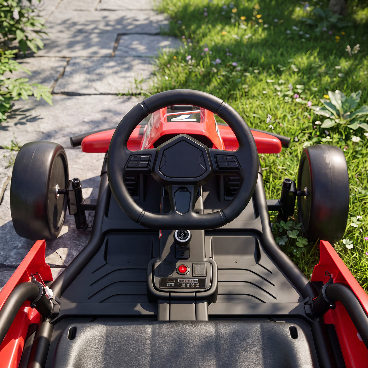 24V Electric Drift Go Kart for Kids with Dual Motors, Soft Start, PU Wheels, 7.5MPH High Speed, for Ages 6-14, Red