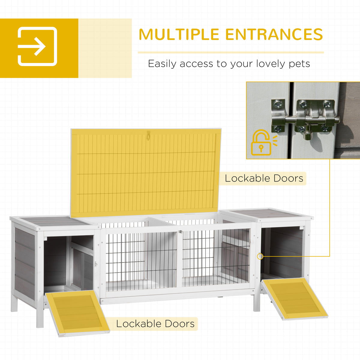 Rabbit Hutch, Bunny Cage, Guinea Pig House with Pull-Out Tray, and Divided Board for Indoor, White - White - Image 5