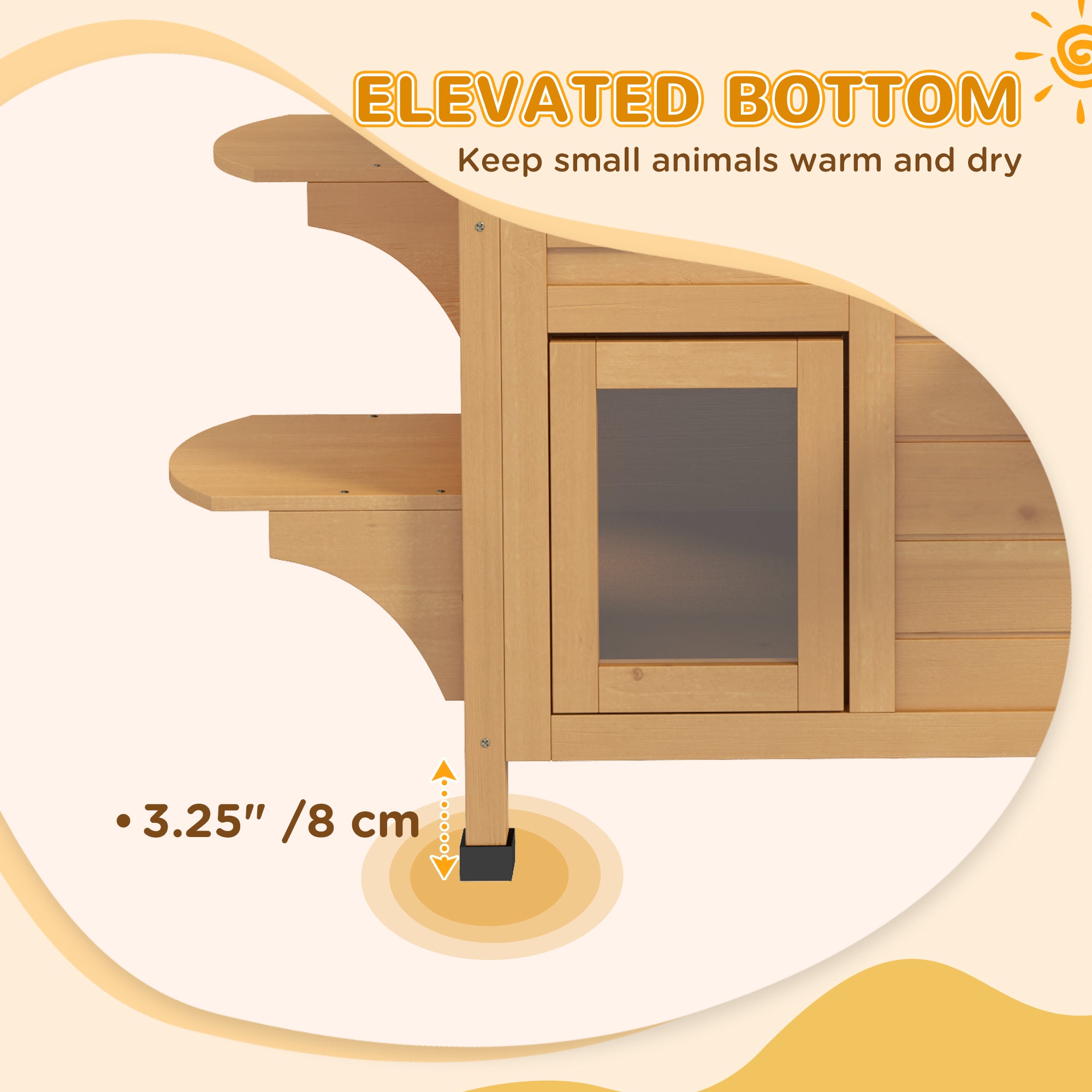 2-story Cat House Outdoor, Weatherproof Wooden Cat Enclosure for Feral Cats with Escape Door, Openable Roof, Jumping Platforms, Natural - Natural Wood - Image 6