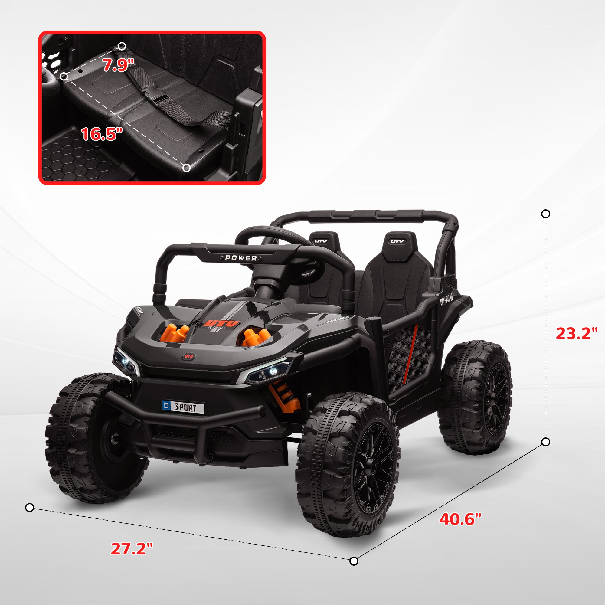 12V Ride On Truck, Battery Powered Electric Car for Kids w/ Remote Control, 4-Wheel Suspension & LED Lights, Black
