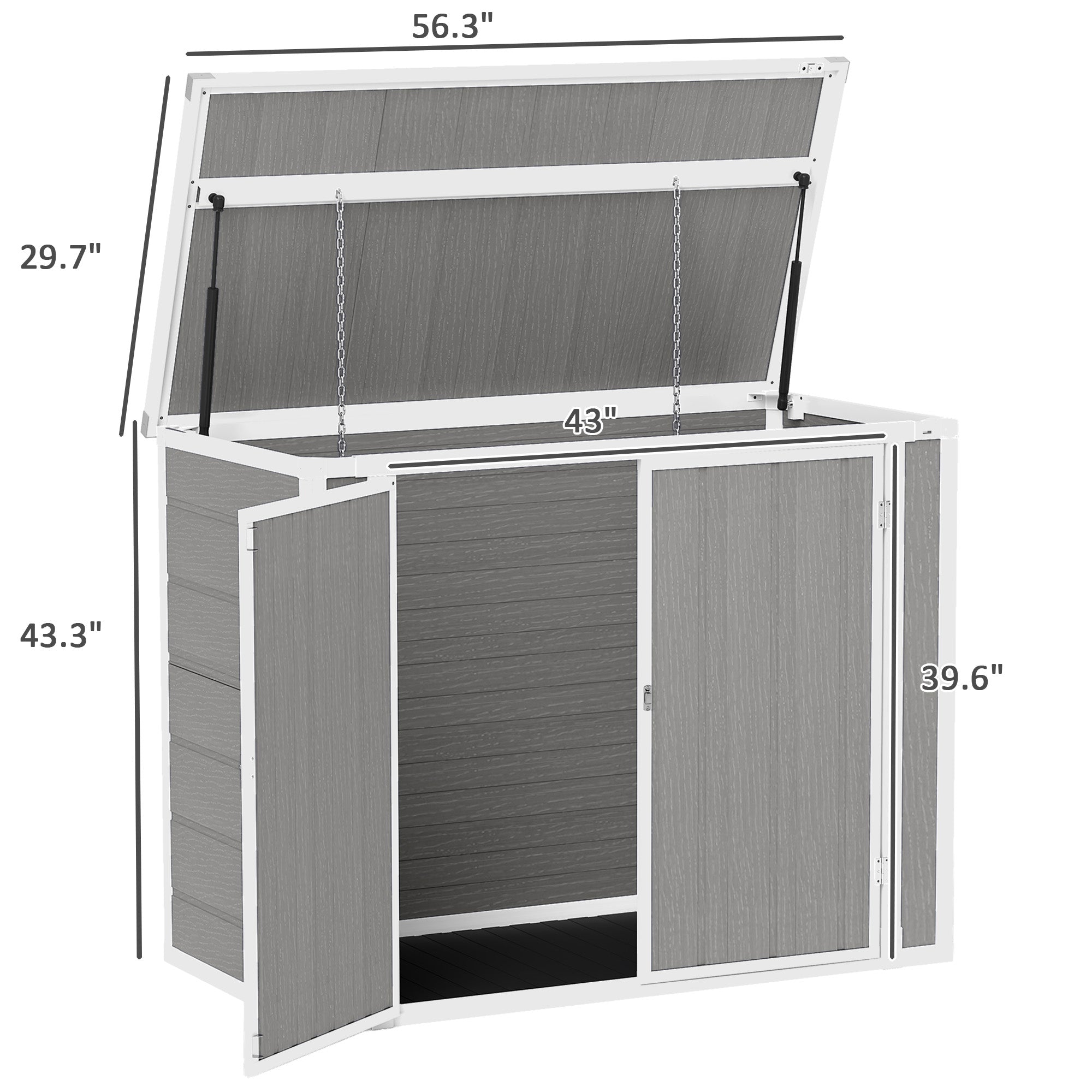 4.7 x 2.5FT Outdoor Horizontal Storage Shed, Lockable Trash Can Storage with Chain Lid, Gray - Gray - Image 3