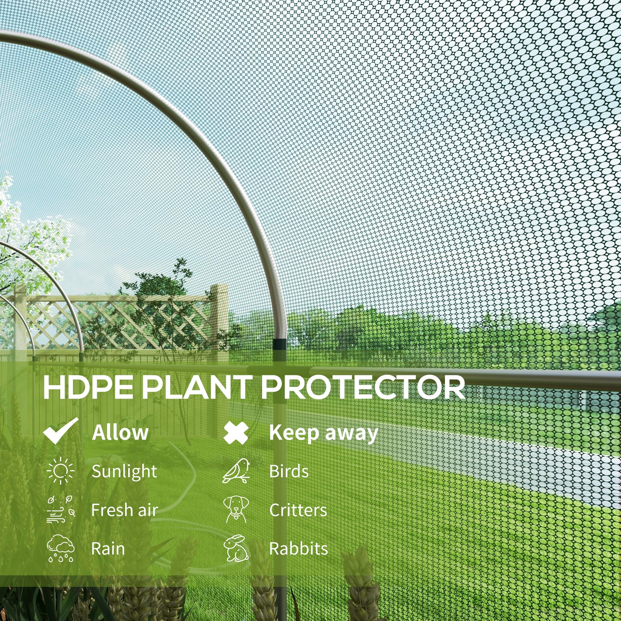 Galvanized Steel Crop Cage, Plant Protection Tent with Zippered Door, 4' x 12', Green - Green - Image 4