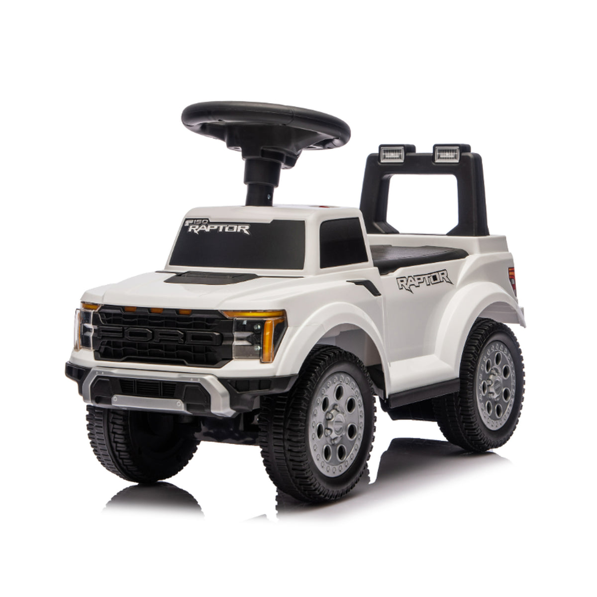 Qaba Toddler Car Licensed Ford Raptor with Headlights, Horn, Under Seat Storage, Anti-Tip Design for 18-36 Months, White