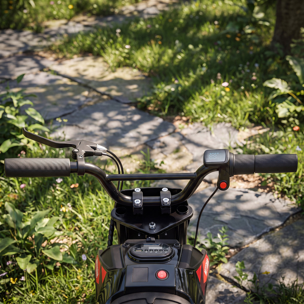 24V Kids Electric Motorcycle with 180W Brushless Motor, Suspension, Soft Start, 12" Rubber Tires for 6+ Years, Black