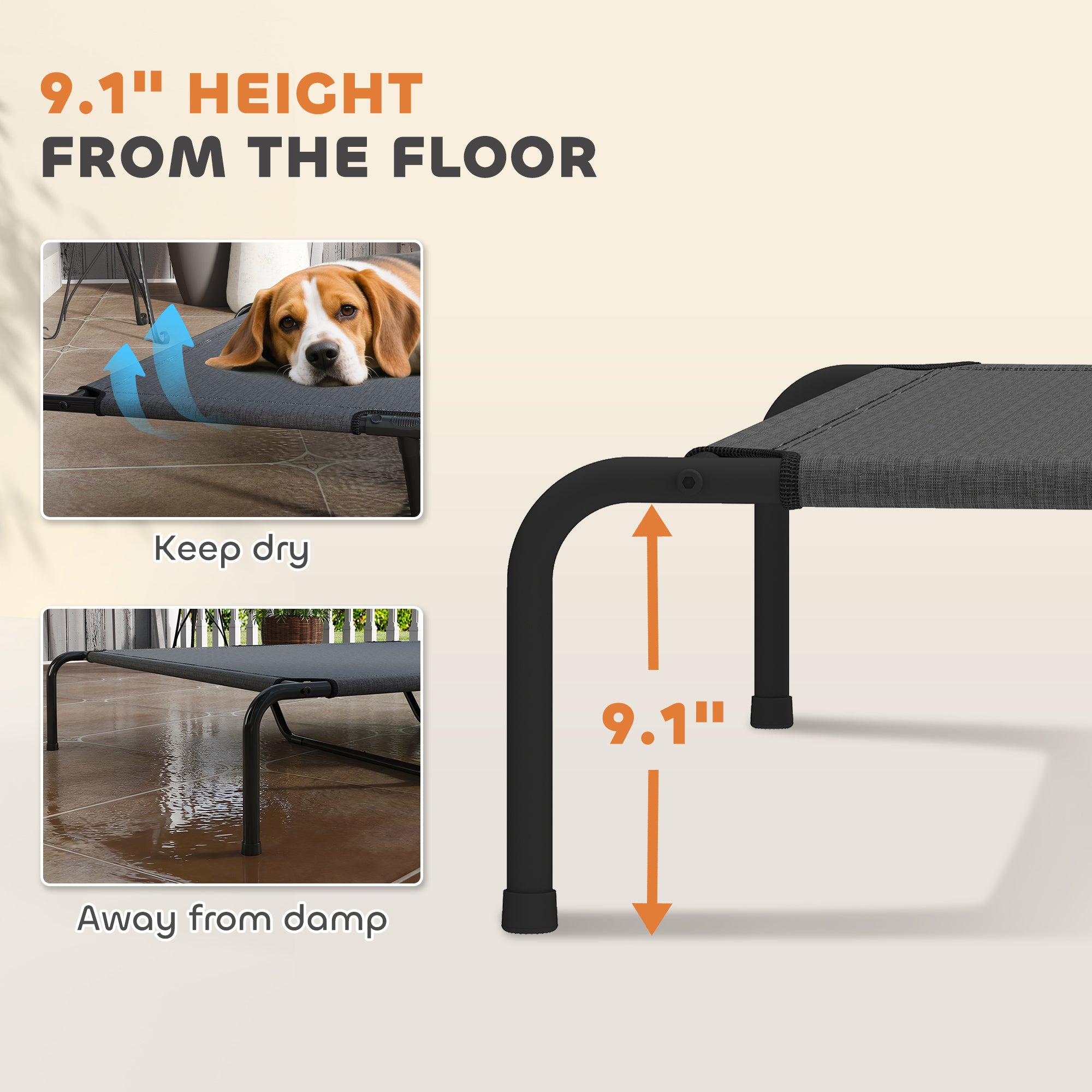 Elevated Dog Bed for Large Breeds Gray 60"L - Gray - Image 4