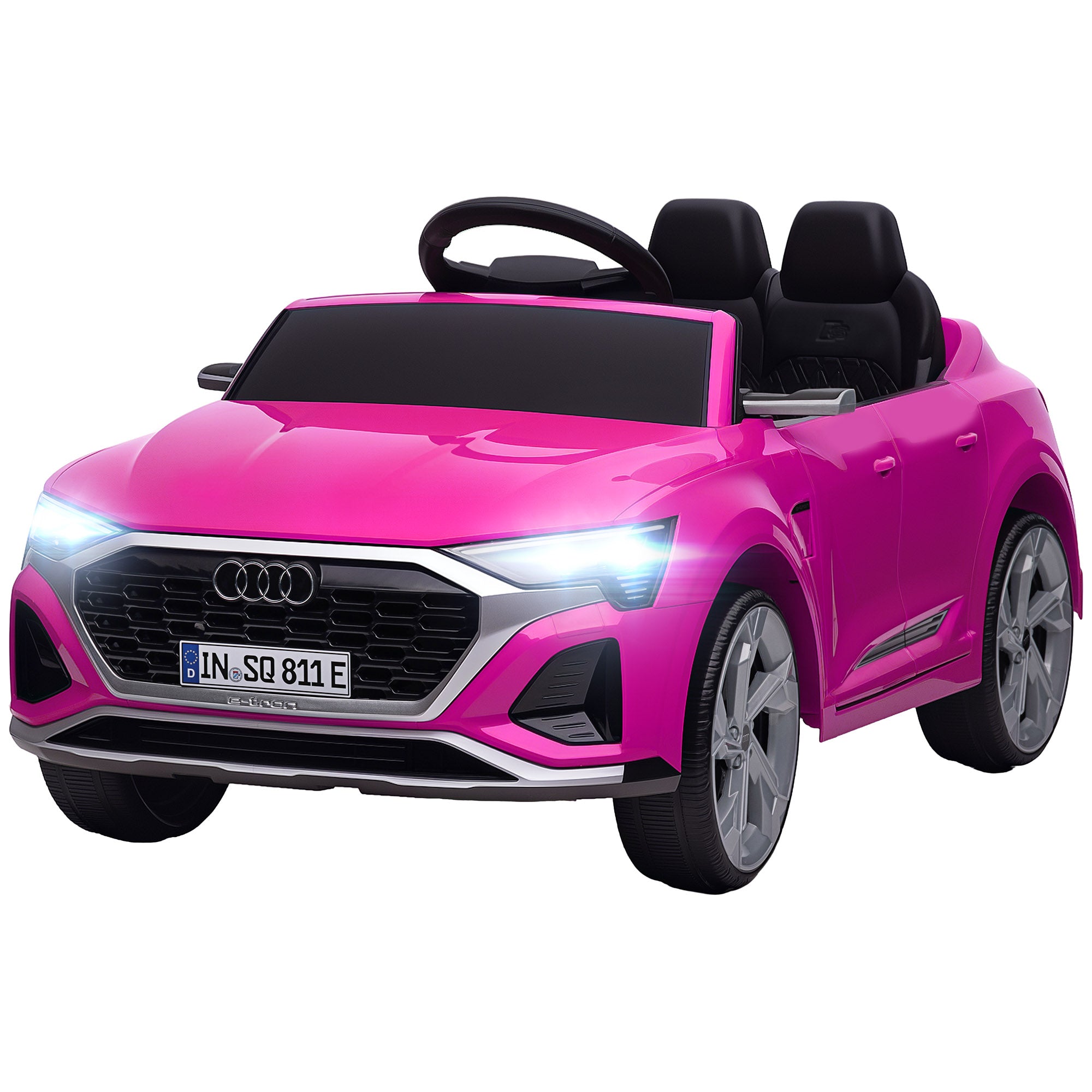 Audi Q8 e-tron Sportback Licensed 12V Battery Powered Kids Electric Car w/ Spring Suspension, Soft Start, Pink