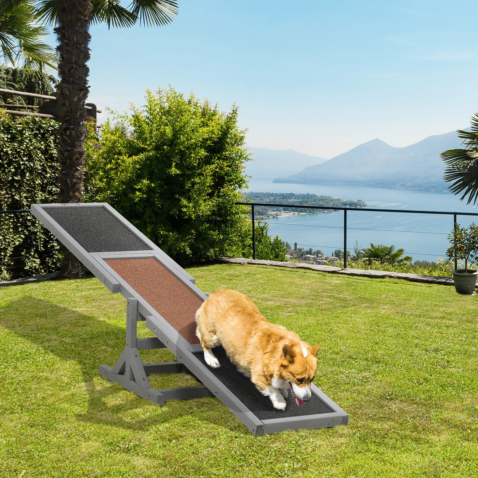 Wooden Dog Agility Seesaw for Training and Exercise, Gray - Gray - Image 2