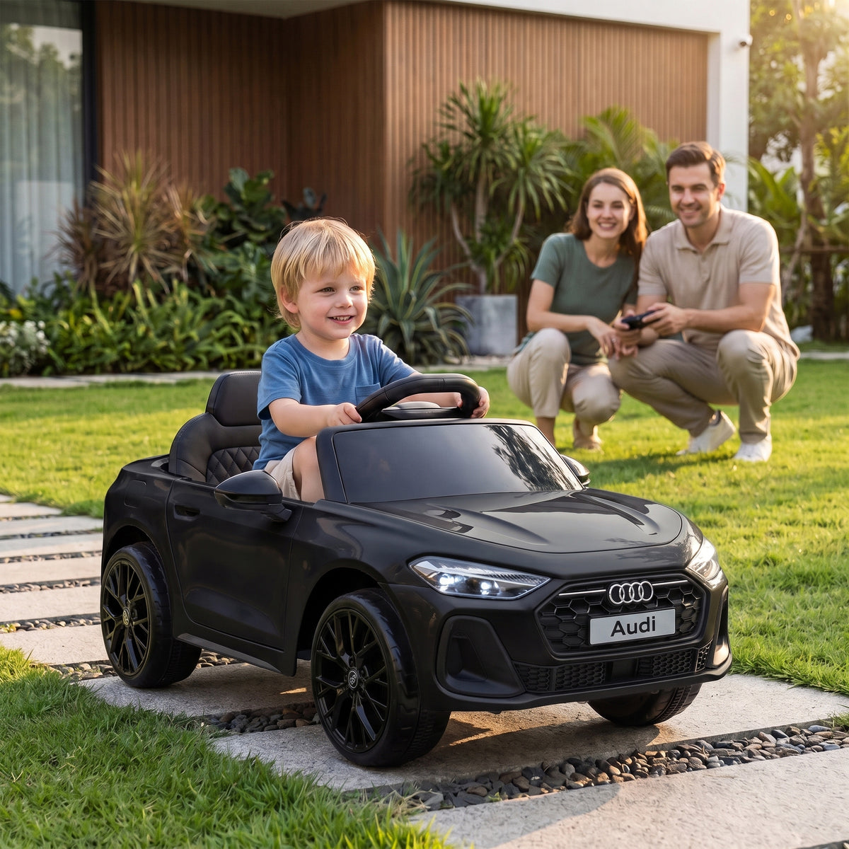 Audi A5L Licensed Electric Ride on Car for Kids 3-6 with Remote Control Dual Motors 4-Wheel Suspension Music, Black