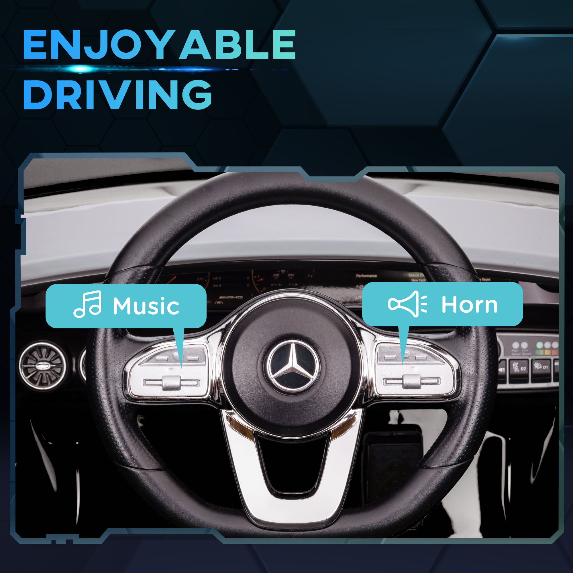 Mercedes-Benz AMG Licensed 12V Kids Ride on Car with Remote Control, Rear Suspension, LED Lights, Music, Black