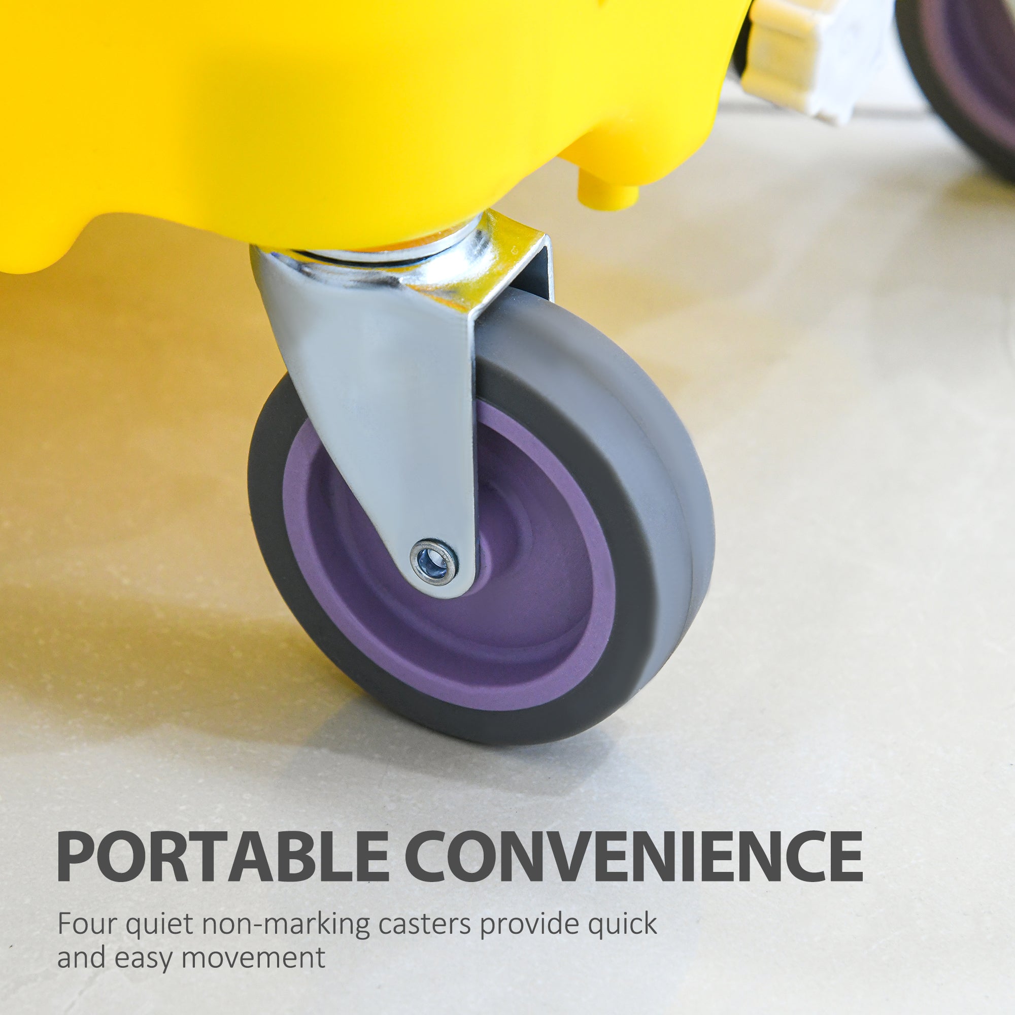 Mop Bucket Cart with Side Press Wringer, Metal Handle and 34 Quart Capacity, Yellow