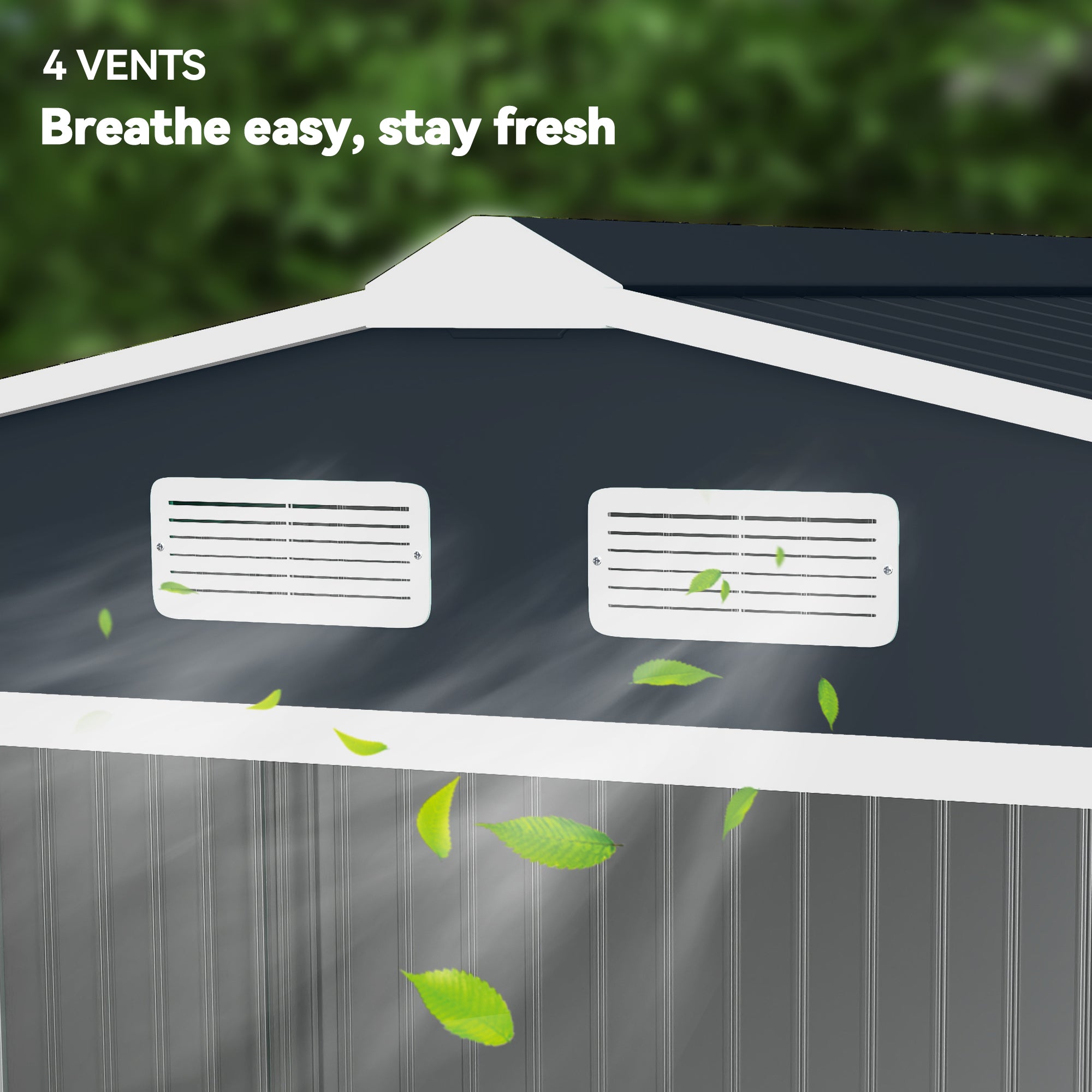 9' x 6' Outdoor Storage Shed, Garden Tool Metal Shed with Foundation Kit, Dark Gray - Dark Gray - Image 8