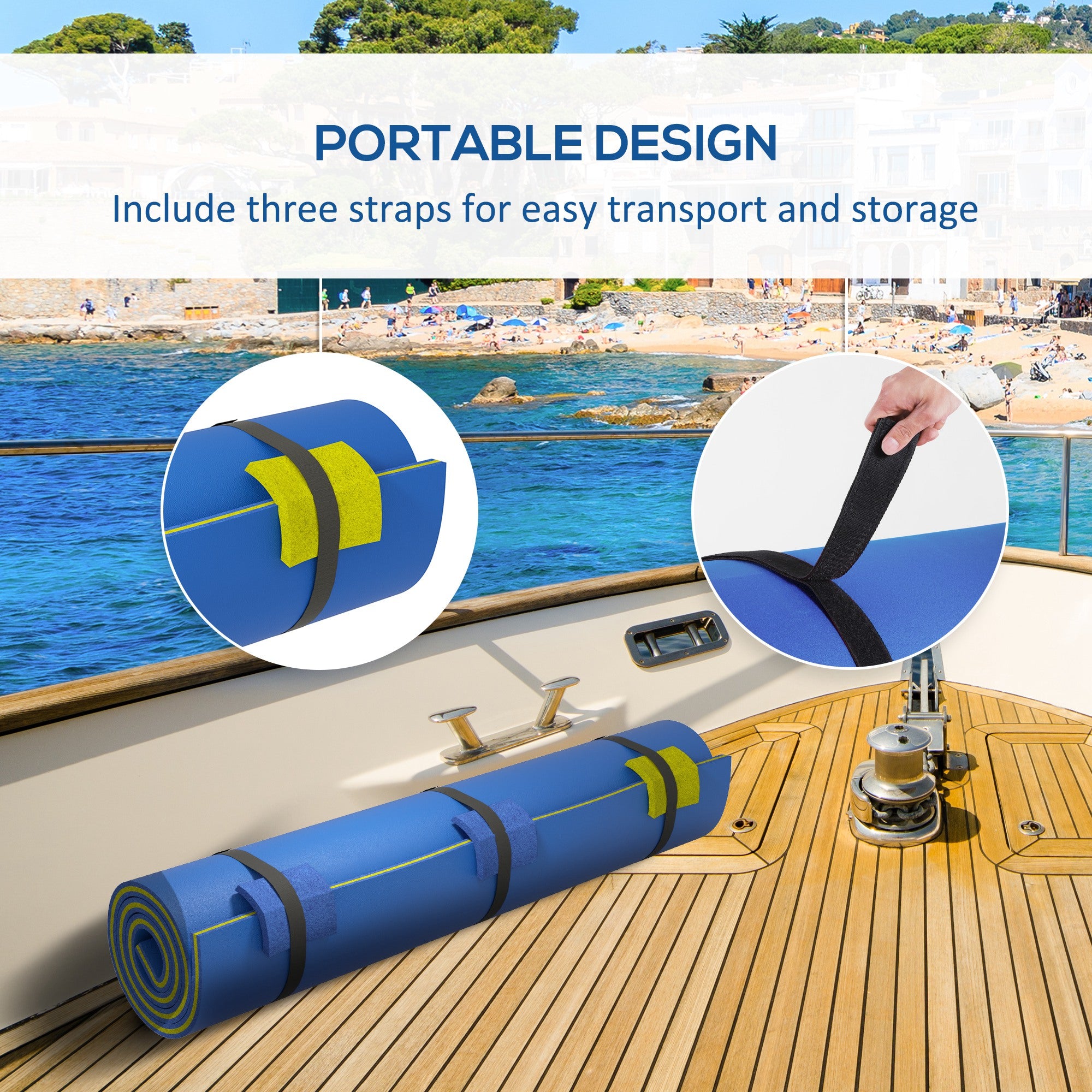 9' x 6' Lily Pad Water Mat for 2 Adults, Floating Water Pad for Lake, Pool, Ocean, Beach, and Boating, Blue