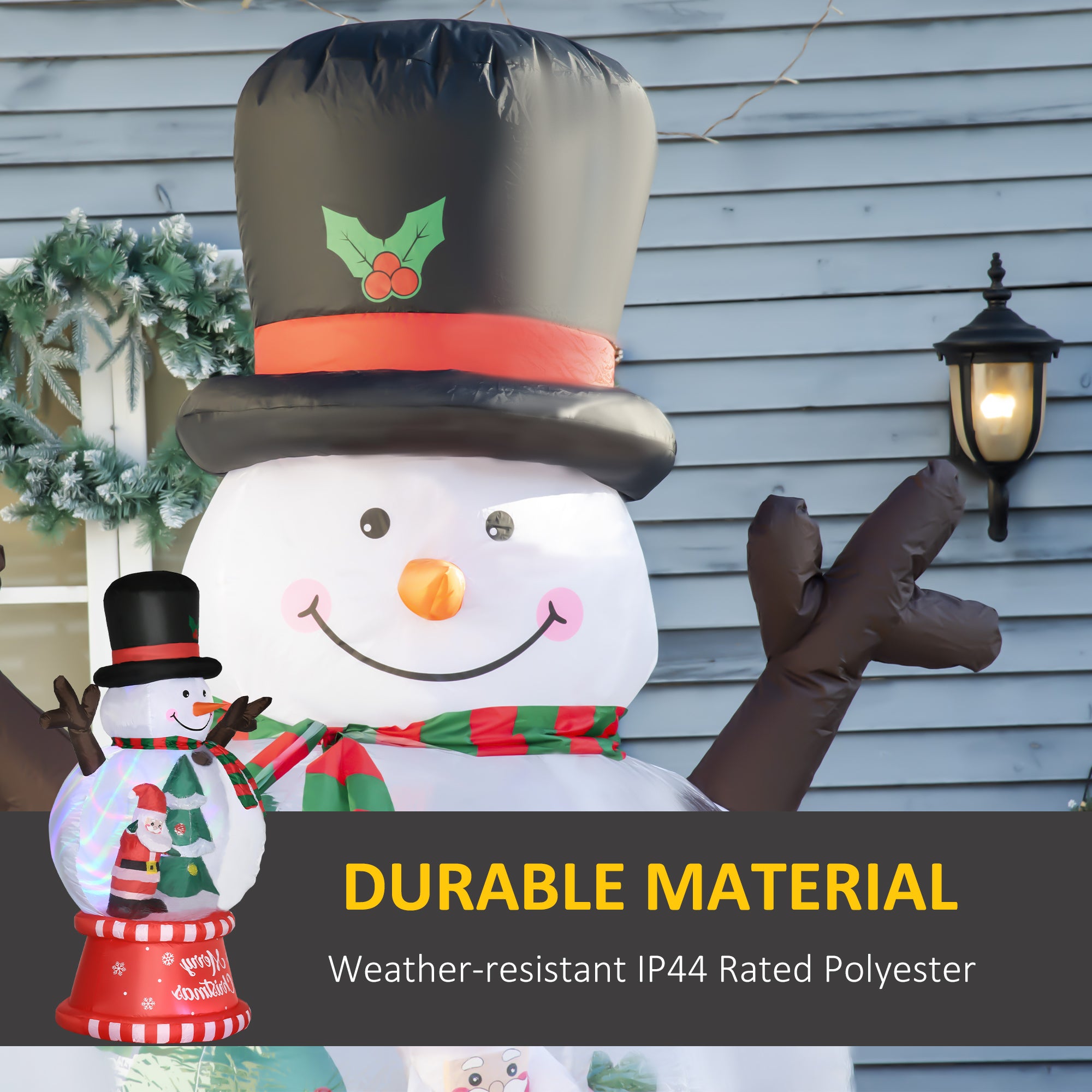 8ft Christmas Inflatables Outdoor Decorations Snowman with Rotating Colorful Light, Blow-Up LED Yard Display Christmas Decor for Lawn Garden