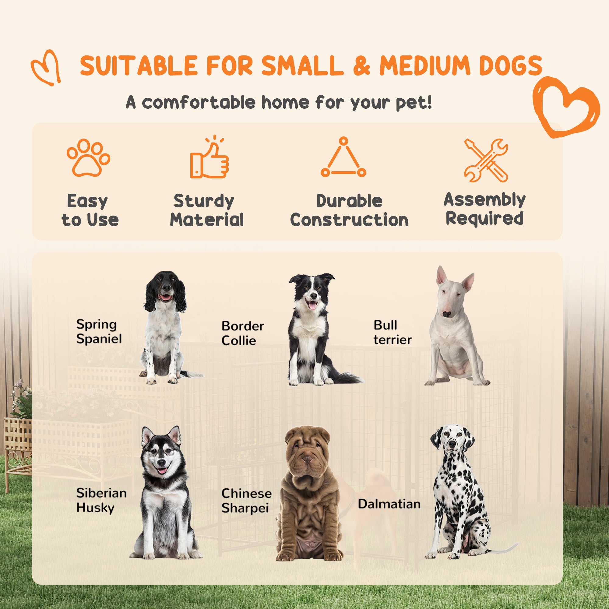 4.6' x 4.6' x 5' Dog Kennel Outdoor with Waterproof Canopy, Large Door - Brown - Image 4