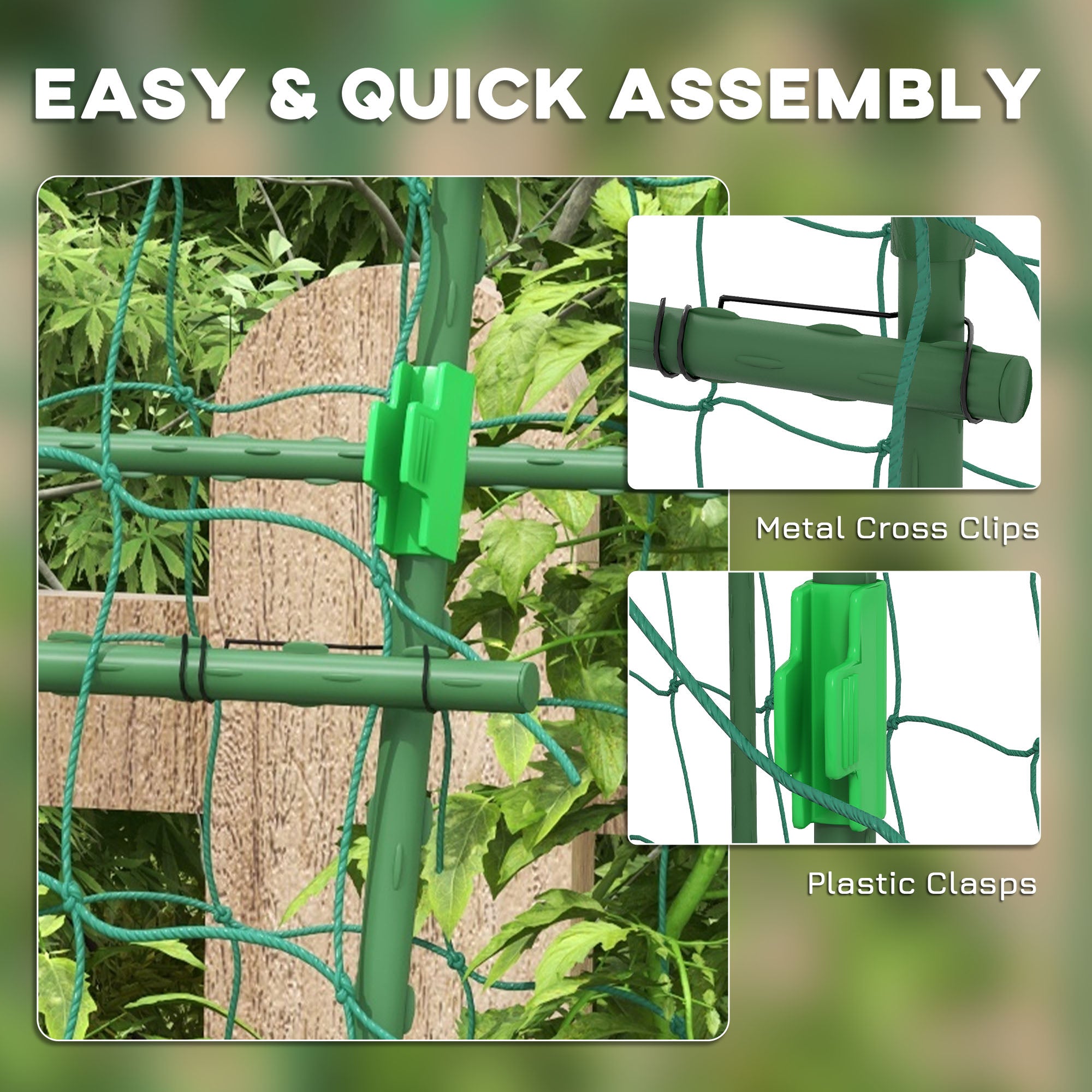 Metal Garden Trellis, Arch Trellis for Climbing Plants Outdoor, A-Frame, with Climbing Net, 57" x 66" x 81", Green - Green - Image 5