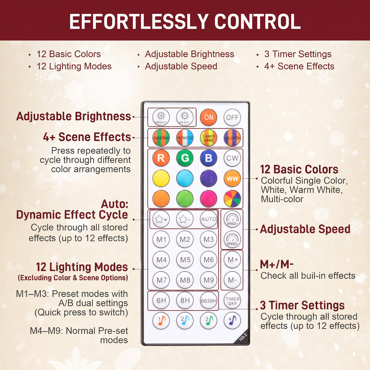 9ft Prelit Christmas Tree with RGB Dynamic LEDs, Remote Control, Daily Timer, Hinged Xmas Tree, Easy Assembly