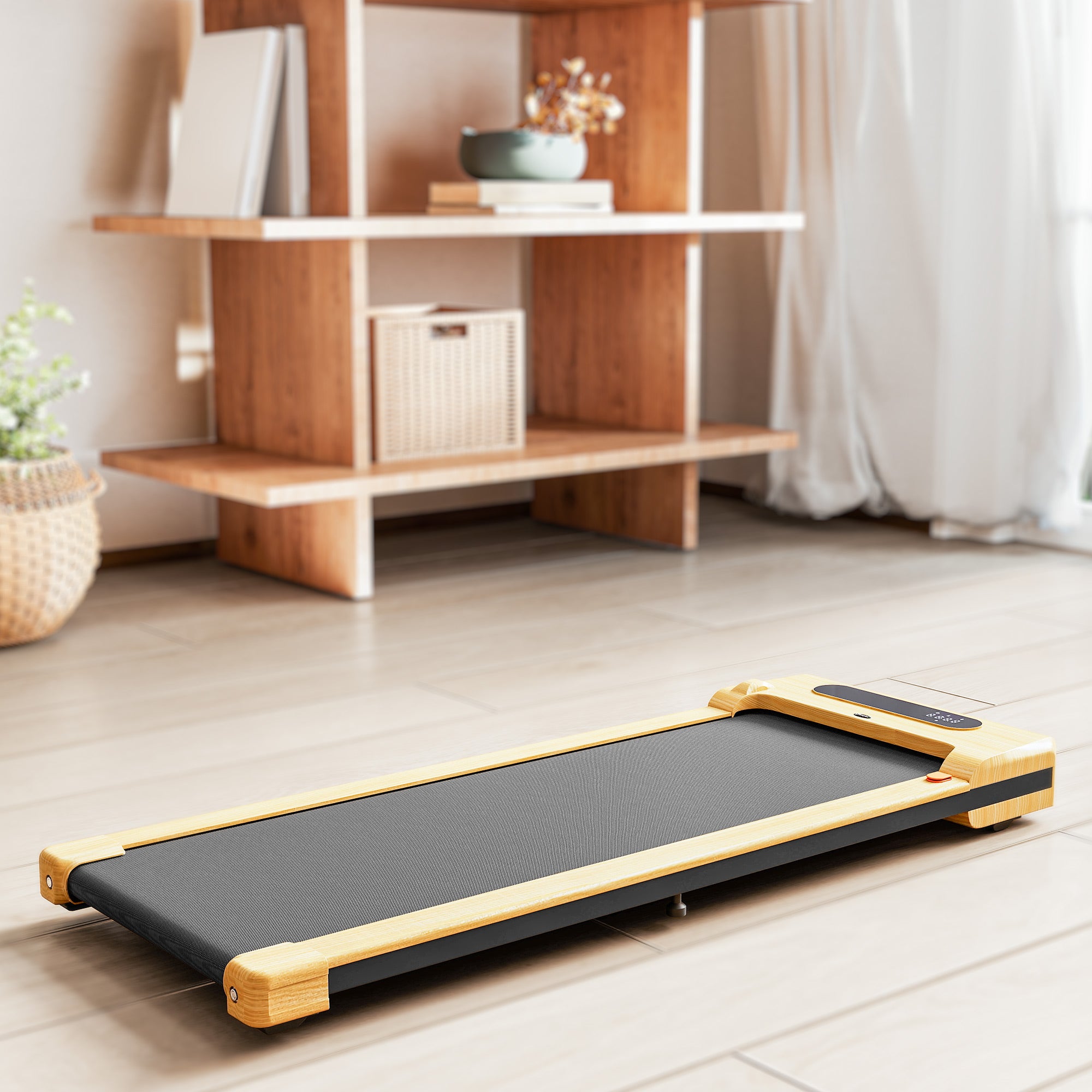2.5HP Walking Pad, Under Desk Treadmill with Remote Control, Transport Wheels and LED Display for Home Gym Office