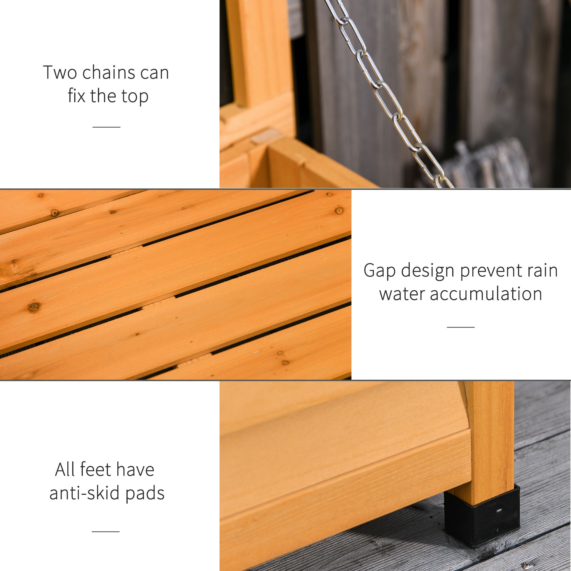 75 Gallon Wooden Deck Box, Outdoor Storage Container with Aerating Gap & Weather-Fighting Finish, Yellow - Yellow - Image 5