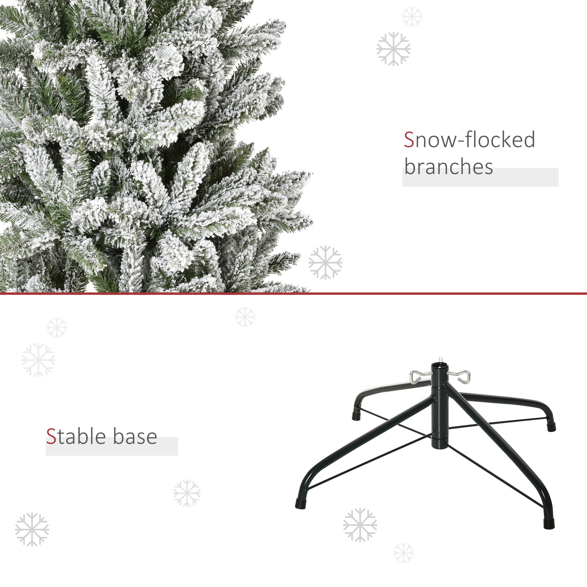 6ft Unlit Snow-Flocked Slim Pine Artificial Christmas Tree with Realistic Branches and 394 Tips