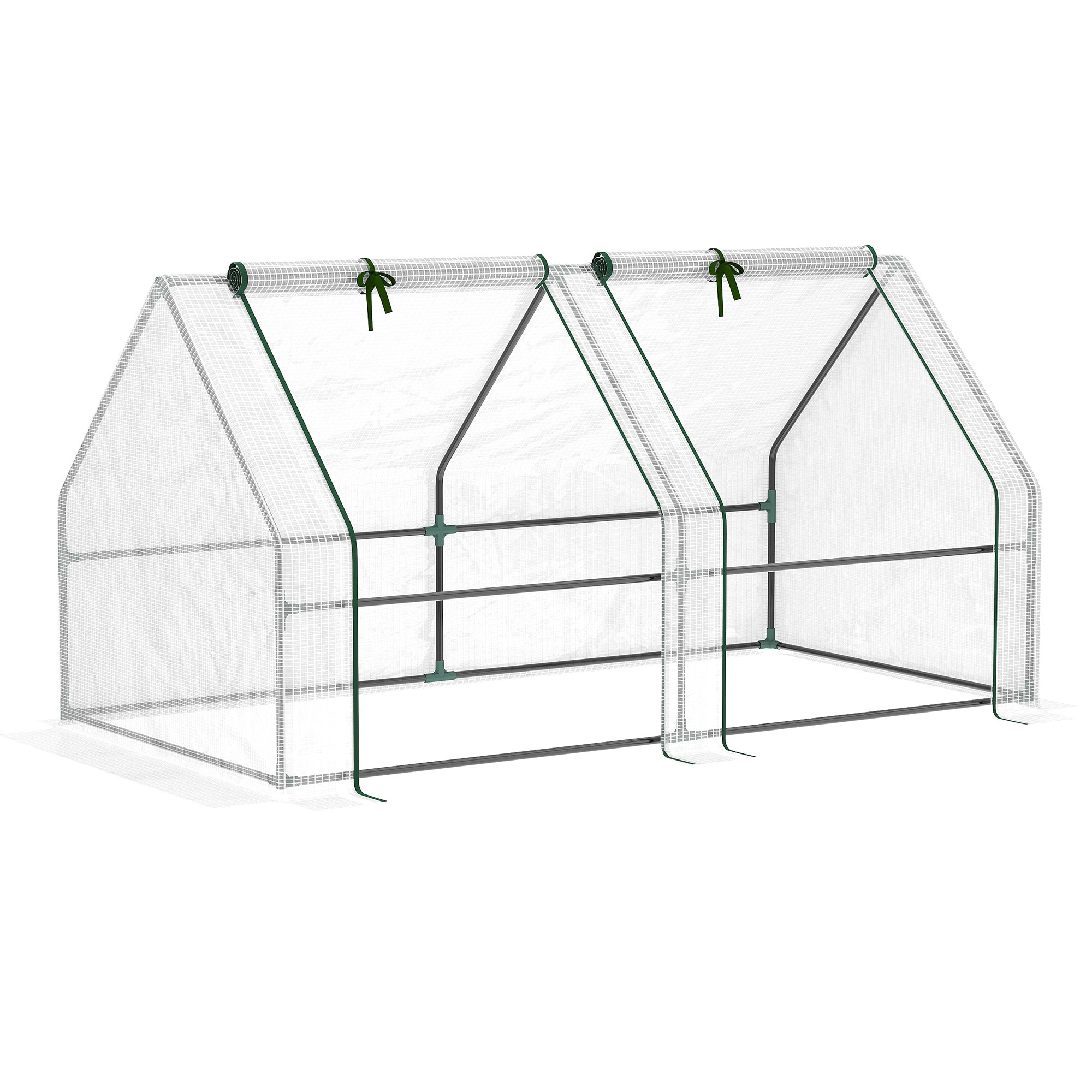 Portable Mini Greenhouse, Outdoor Garden with Large Zipper Doors and Water/UV PE Cover, 6' x 3' x 3', White - White
