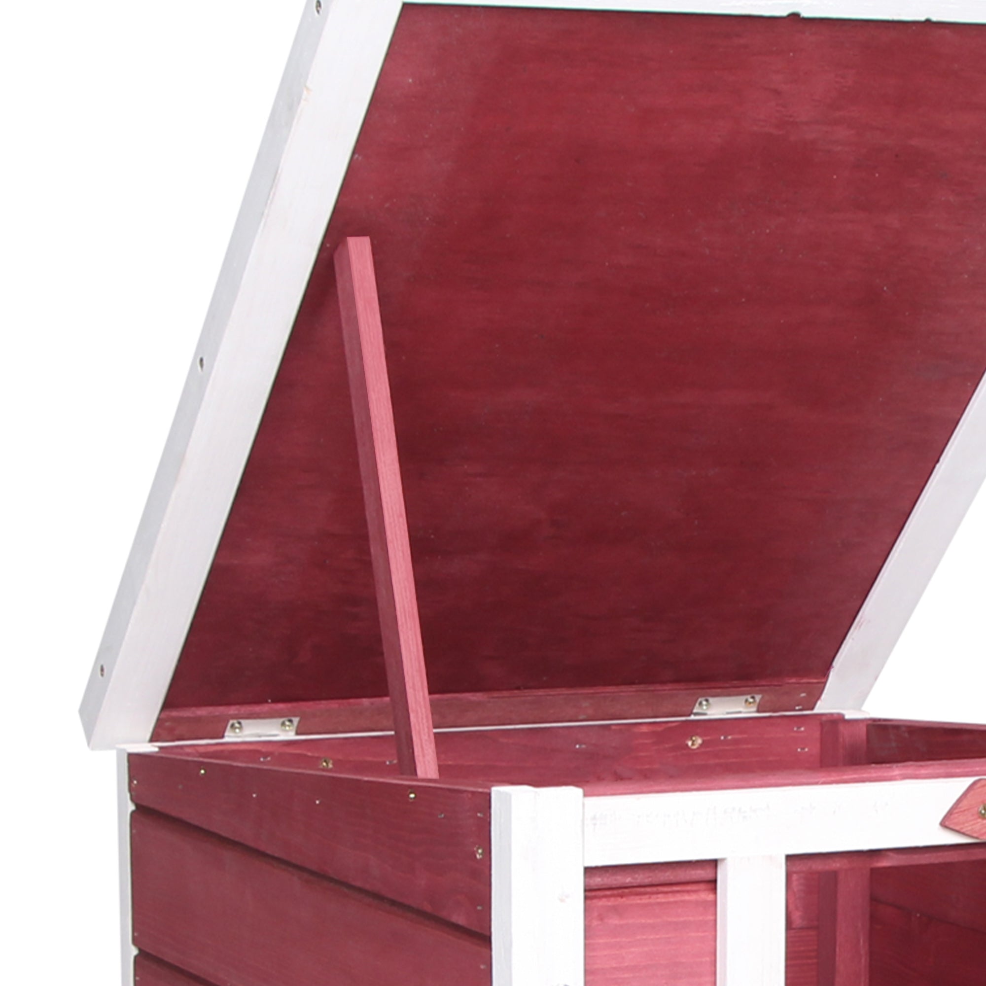 Small Wooden Rabbit Hutch Bunny Cage Guinea Pig Cage Duck House Dog House with Openable & Waterproof Roof, for Rabbits, Chickens, Ducks, Red - Red - Image 7