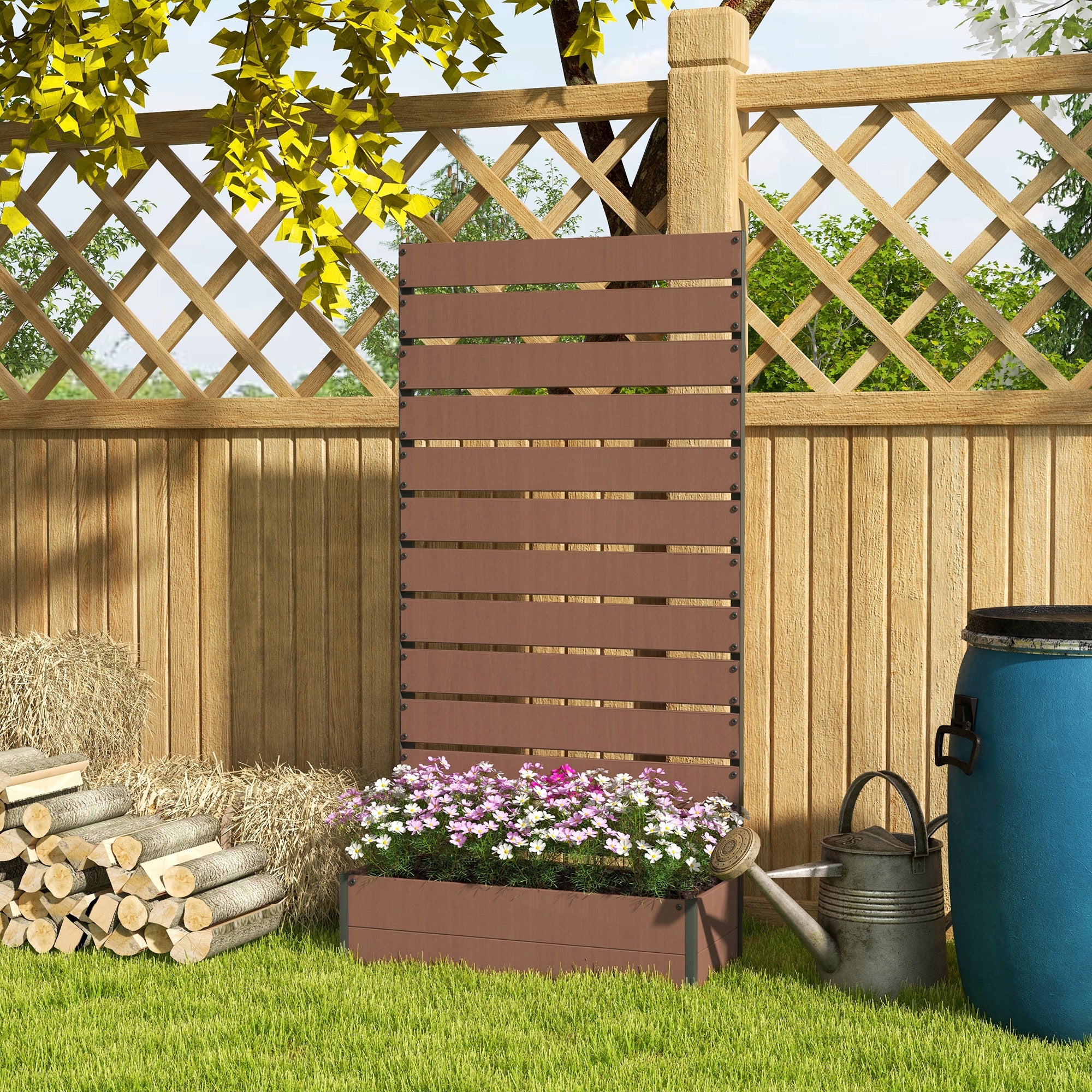 Trellis Planter for Climbing Plants, Raised Garden Bed with Trellis, Planter Box for Outdoor Garden, Light Brown - Light Brown - Image 8