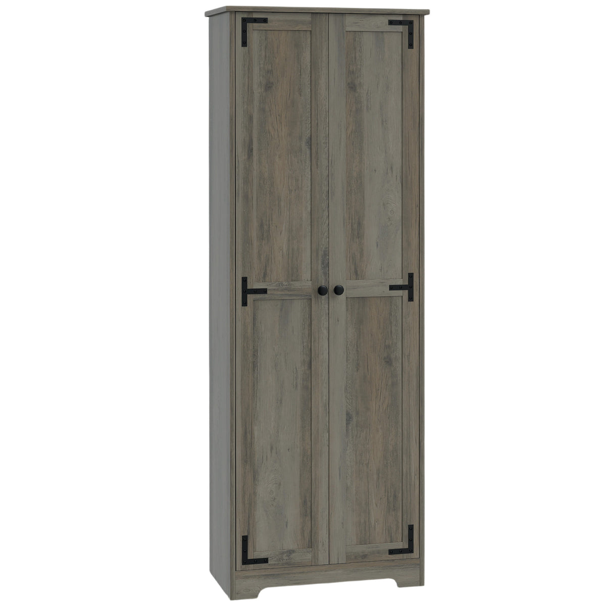 67" Farmhouse Pantry Cabinet, Freestanding Food Pantry Cabinet with Adjustable Shelves, Distressed Gray