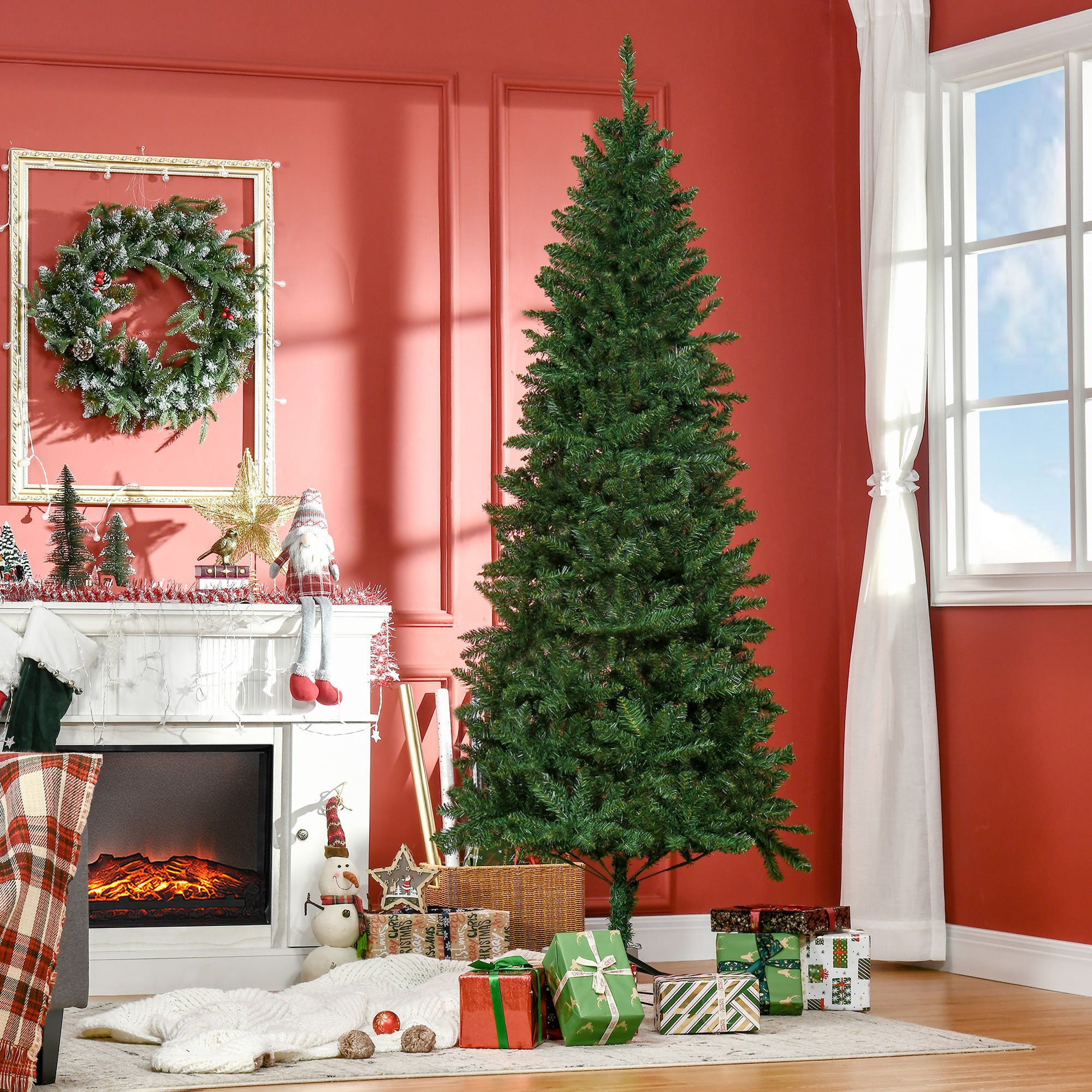 7' Artificial Christmas Tree, Unlit Xmas Tree with Realistic Branch Tips for Indoor, Home, Holiday, Green