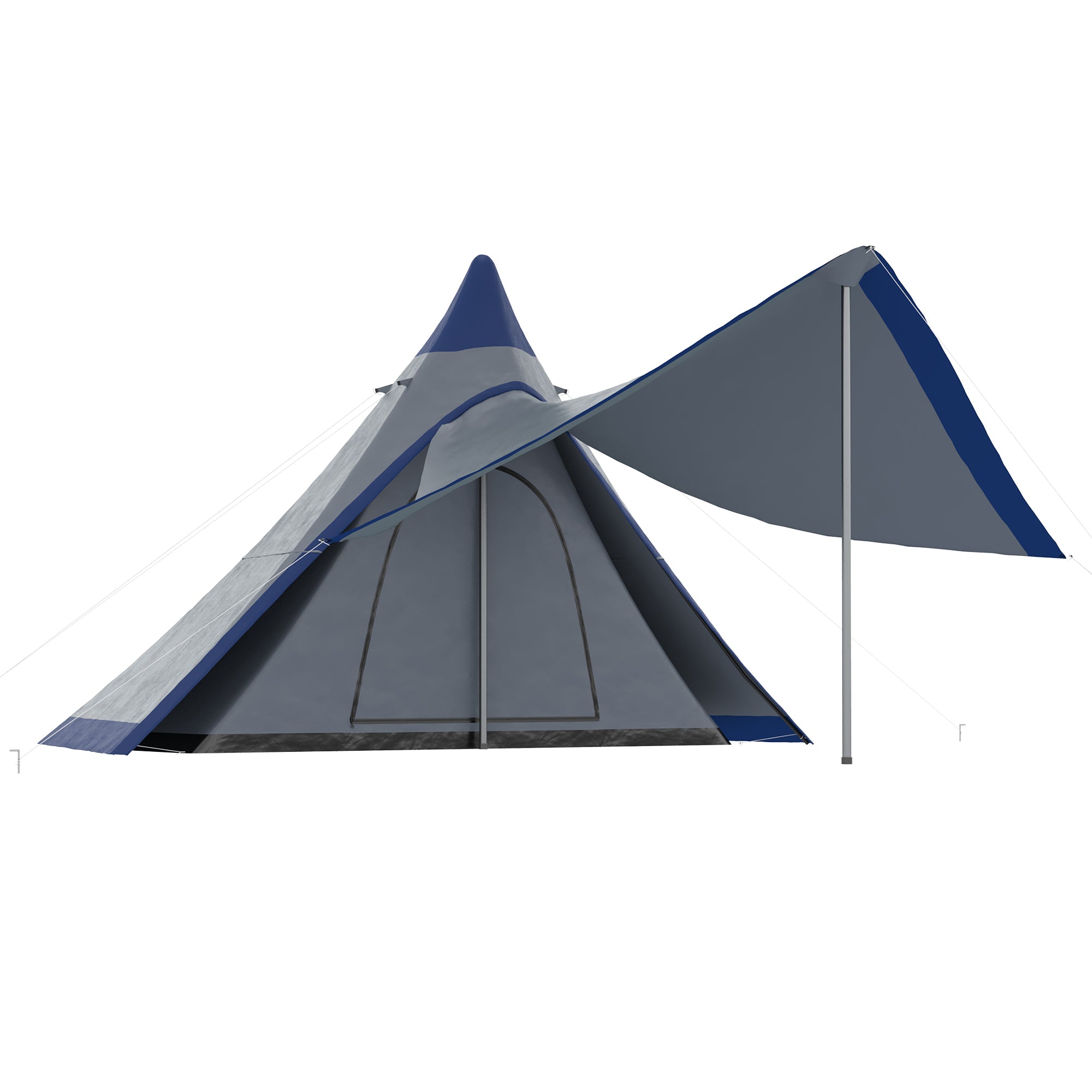 15.4'x15.4'x8.5' Teepee Tent, Waterproof Camping Tent with Porch Area, Floor and Carry Bag, for 2-3 Person Outdoor Backpacking Camping Hiking, Blue