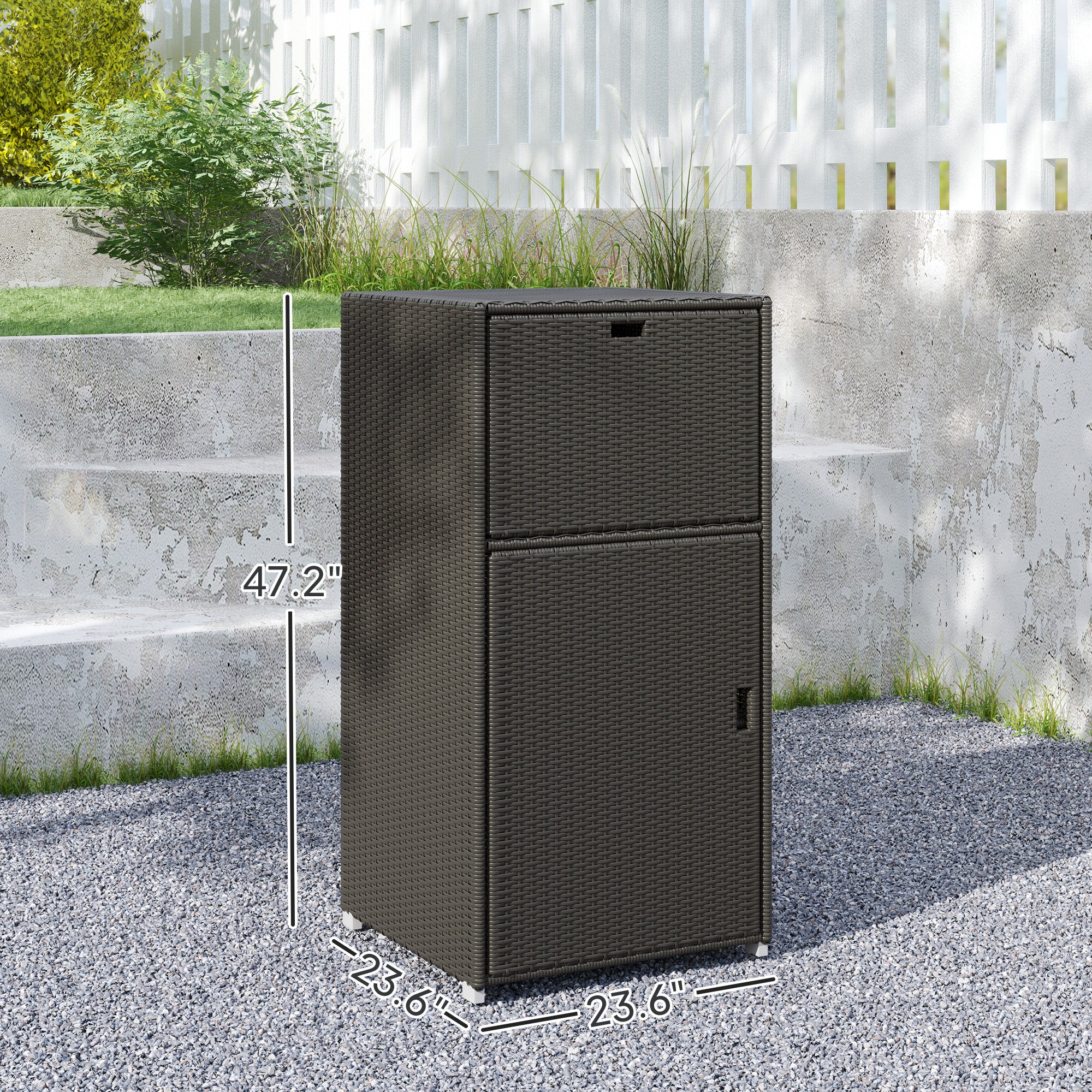 Outdoor Towel Rack for Pool w/ Drawer & Cabinet, Dark Brown - Brown - Image 3