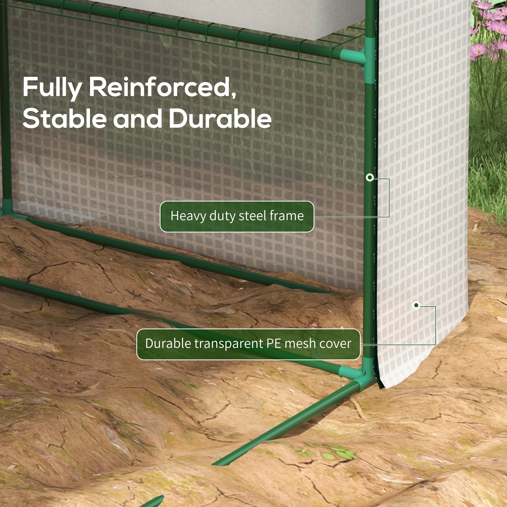 8' x 6' x 7' Portable Walk in Greenhouse with Mesh, Door, Windows, 18 Shelf, Trellis, Plant Labels, White - White - Image 6