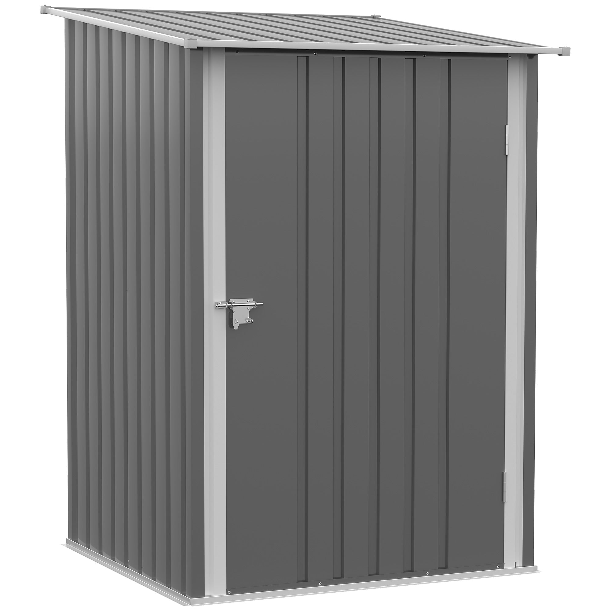 Outdoor 3.3' x 3.4' Lean-to Garden Storage Shed, Galvanized Steel Tool House with Lockable Door for Patio, Gray - Gray