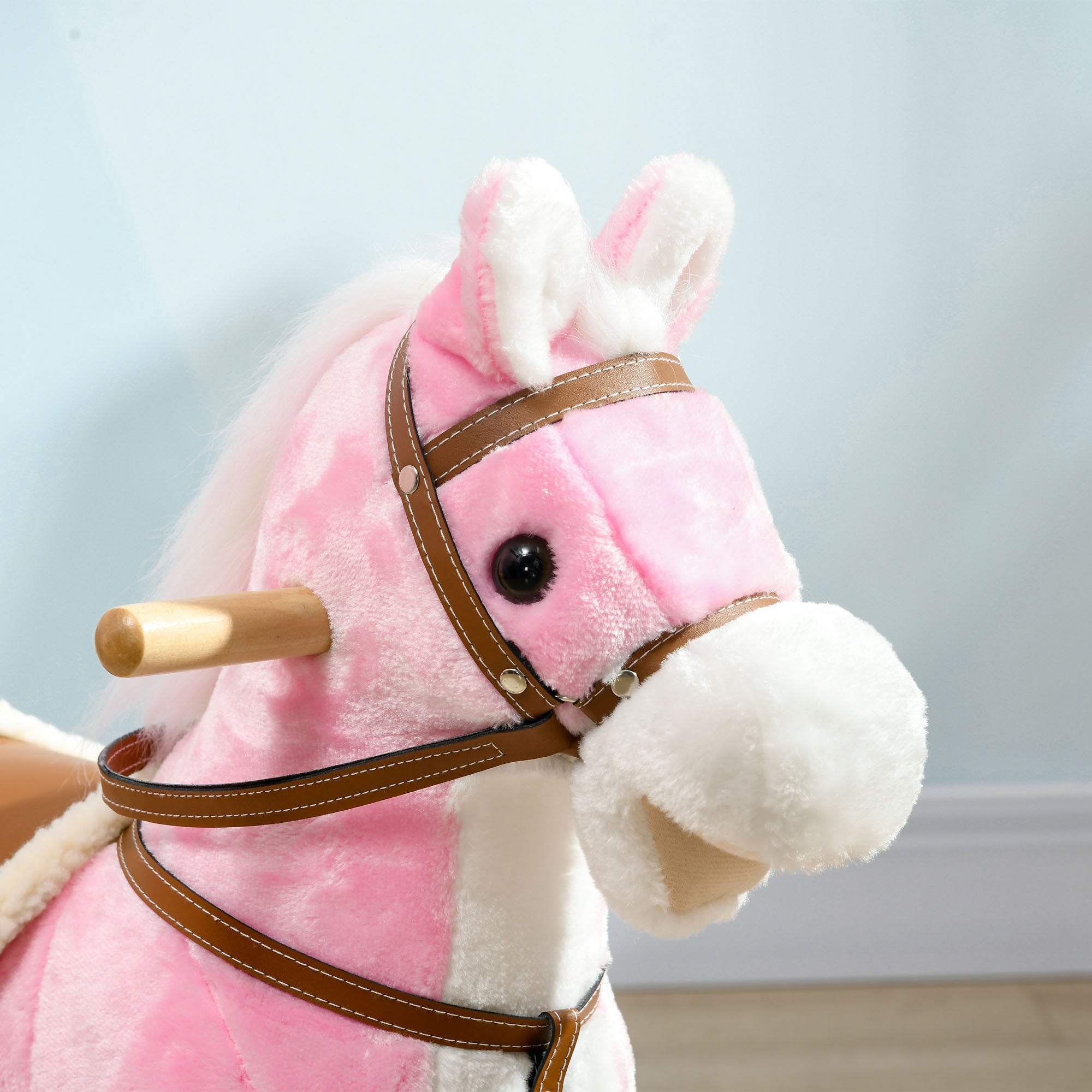 Rocking Horse Toddler Ride On Horse with Sound Saddle, Pink