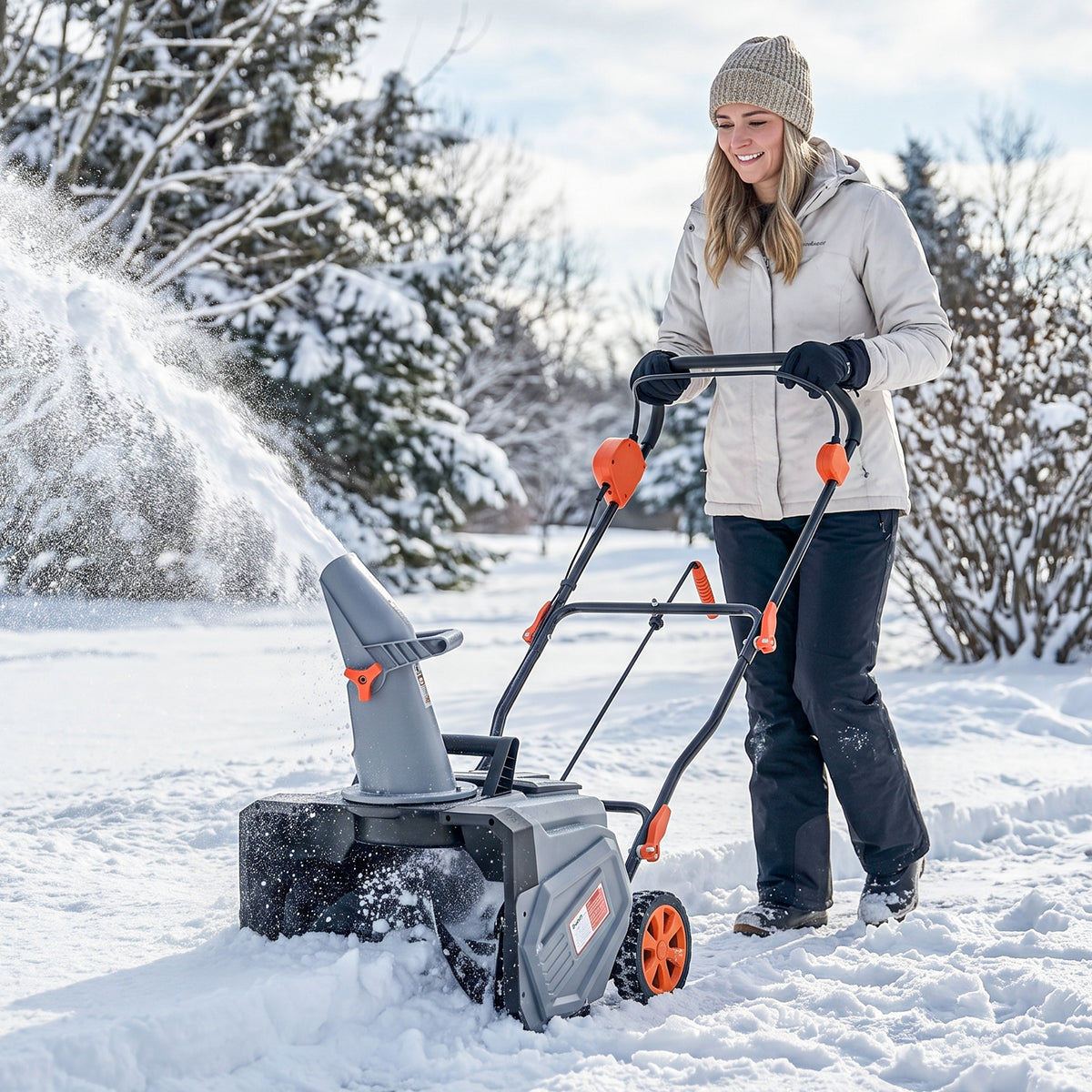 40V 18" Cordless Snow Blower with PU Auger, 1400W Brushless Motor, 12" Depth, Two 4.0Ah Batteries & Fast Charger