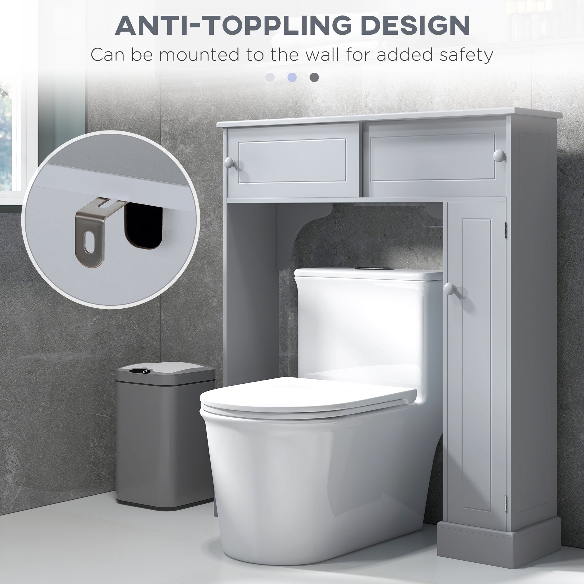 Over Toilet Bathroom Organizer, Freestanding Over the Toilet Storage Cabinet with Adjustable Shelves, Toilet Rack