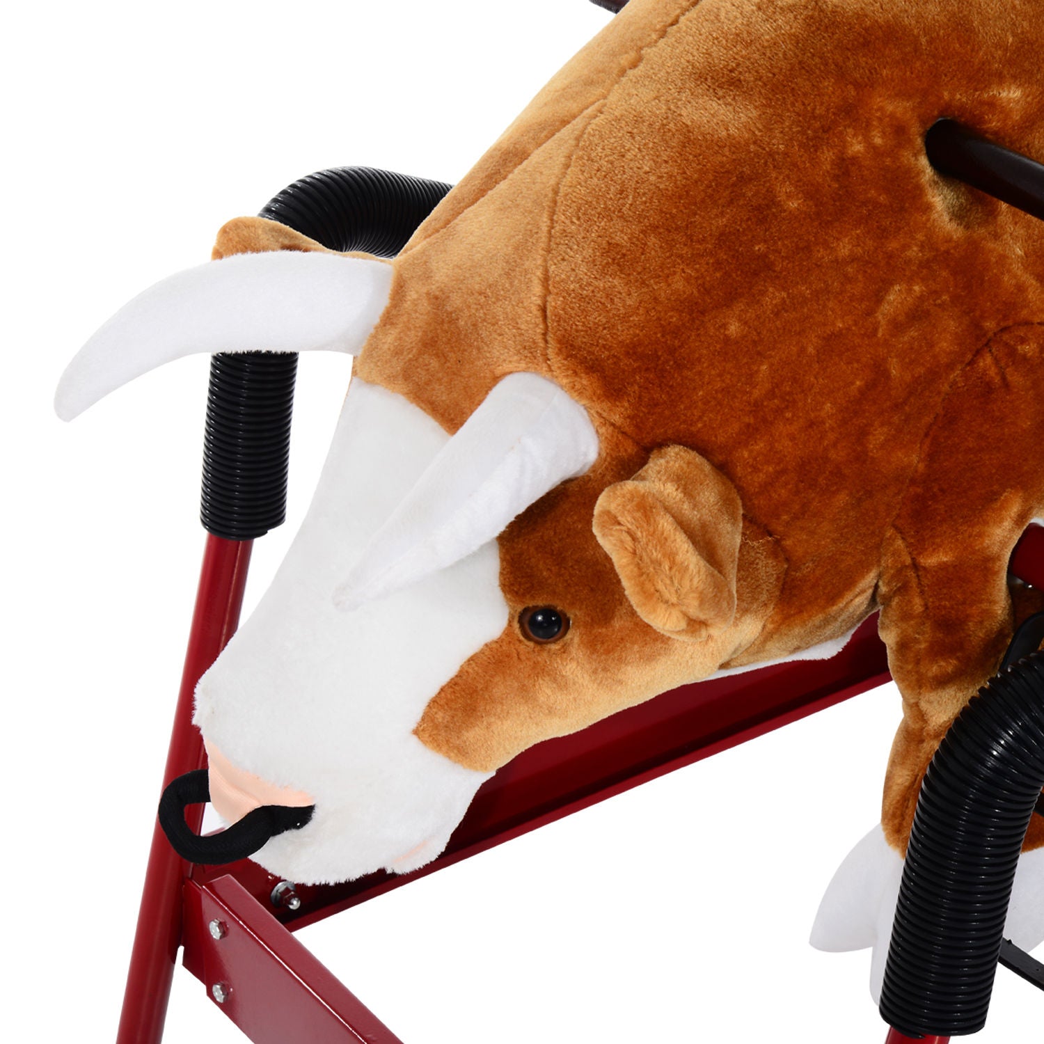 Kids Spring Rocking Horse Rodeo Bull Style with Realistic Sounds for Children over 3 Years Old