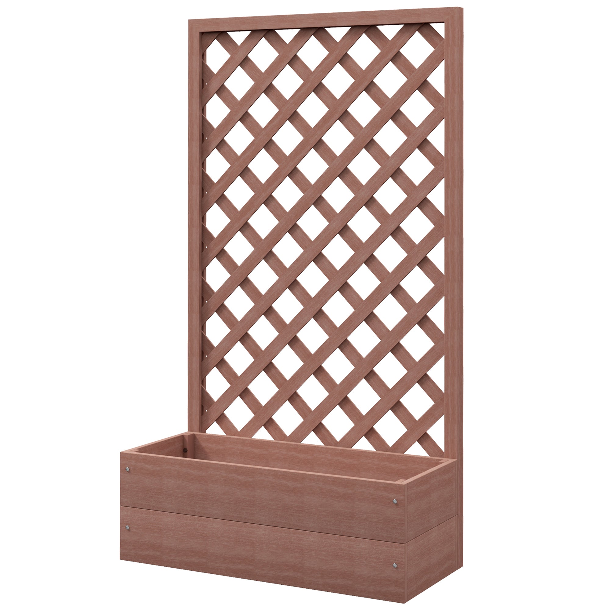 Trellis Planter Box for Climbing Plants, Raised Garden Bed w/ Trellis Lattice for Outdoor Garden, Backyard, Brown - Light Brown